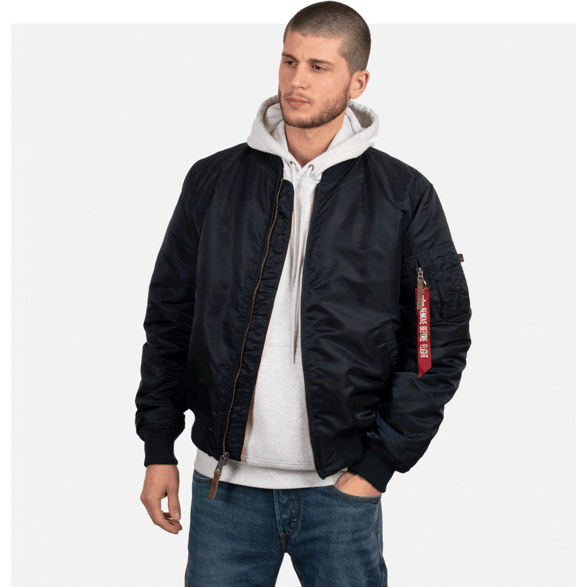 ALPHA INDUSTRIES ライトMA-1 ネイビー - アウター