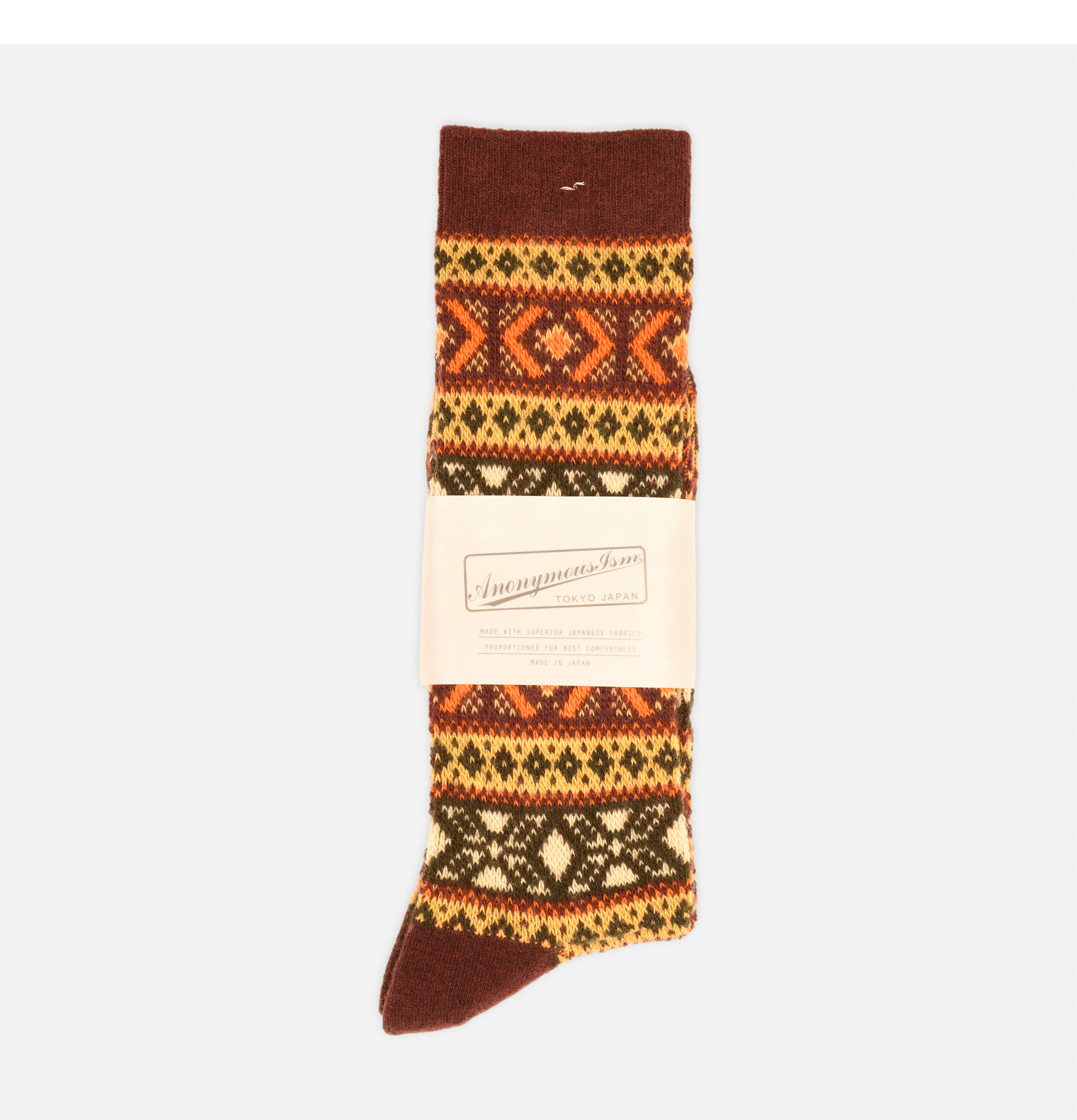 Chaussette Wool Jacquard Brown