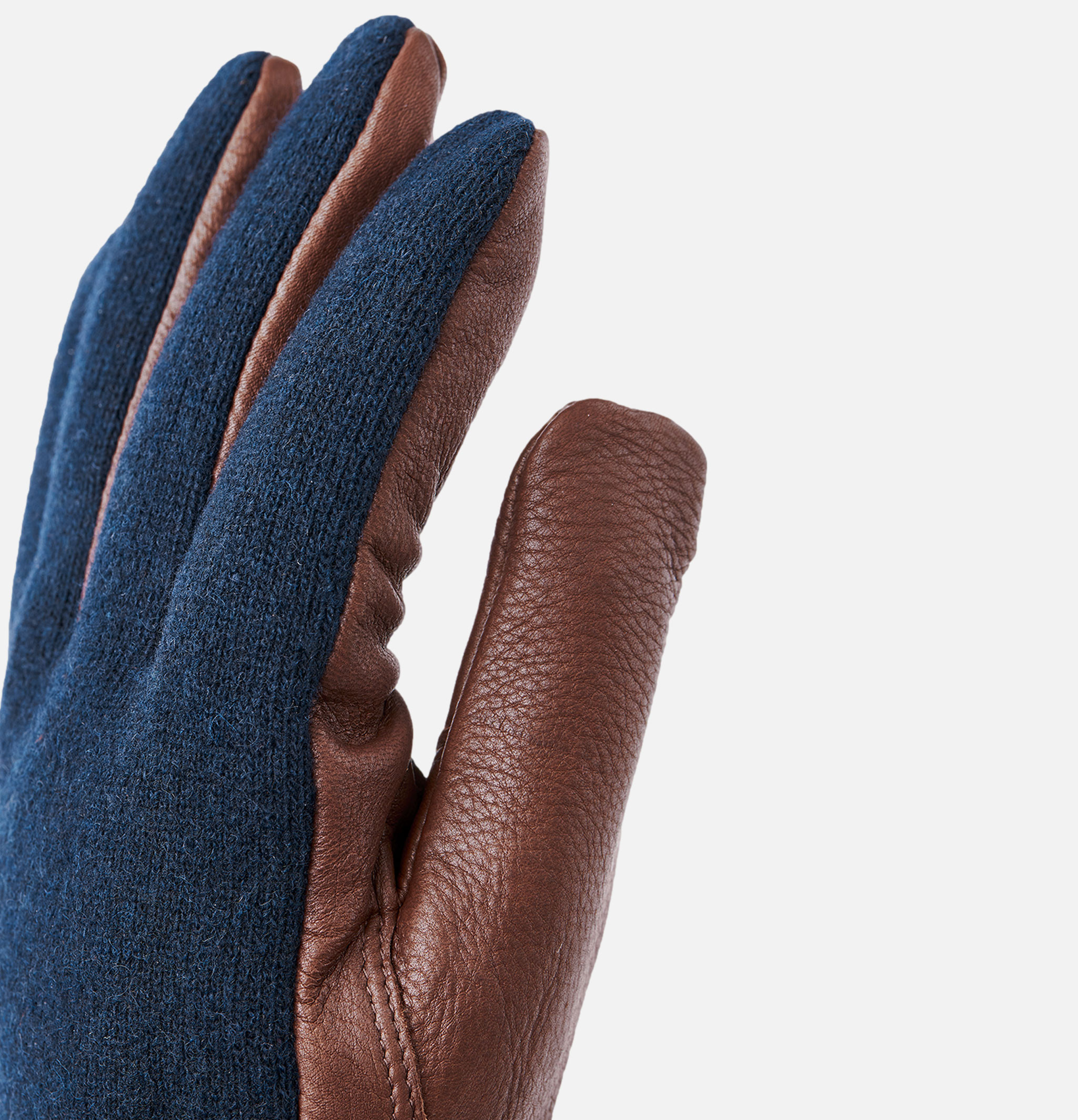 Gants Deerskin Wool Tricot Navy