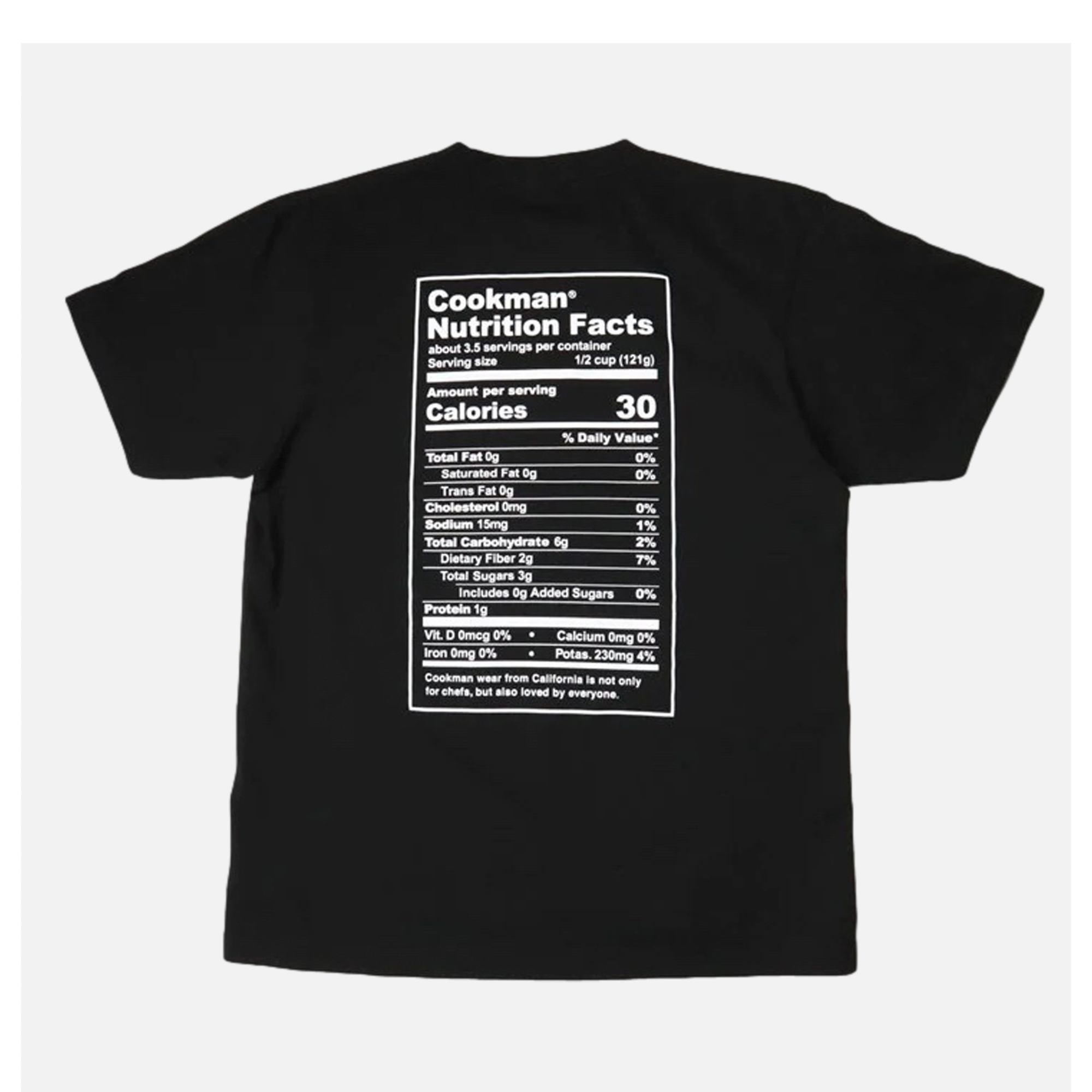 Cookman | Tee Shirt Nutrition Facts Black | Shop Royalcheese Paris