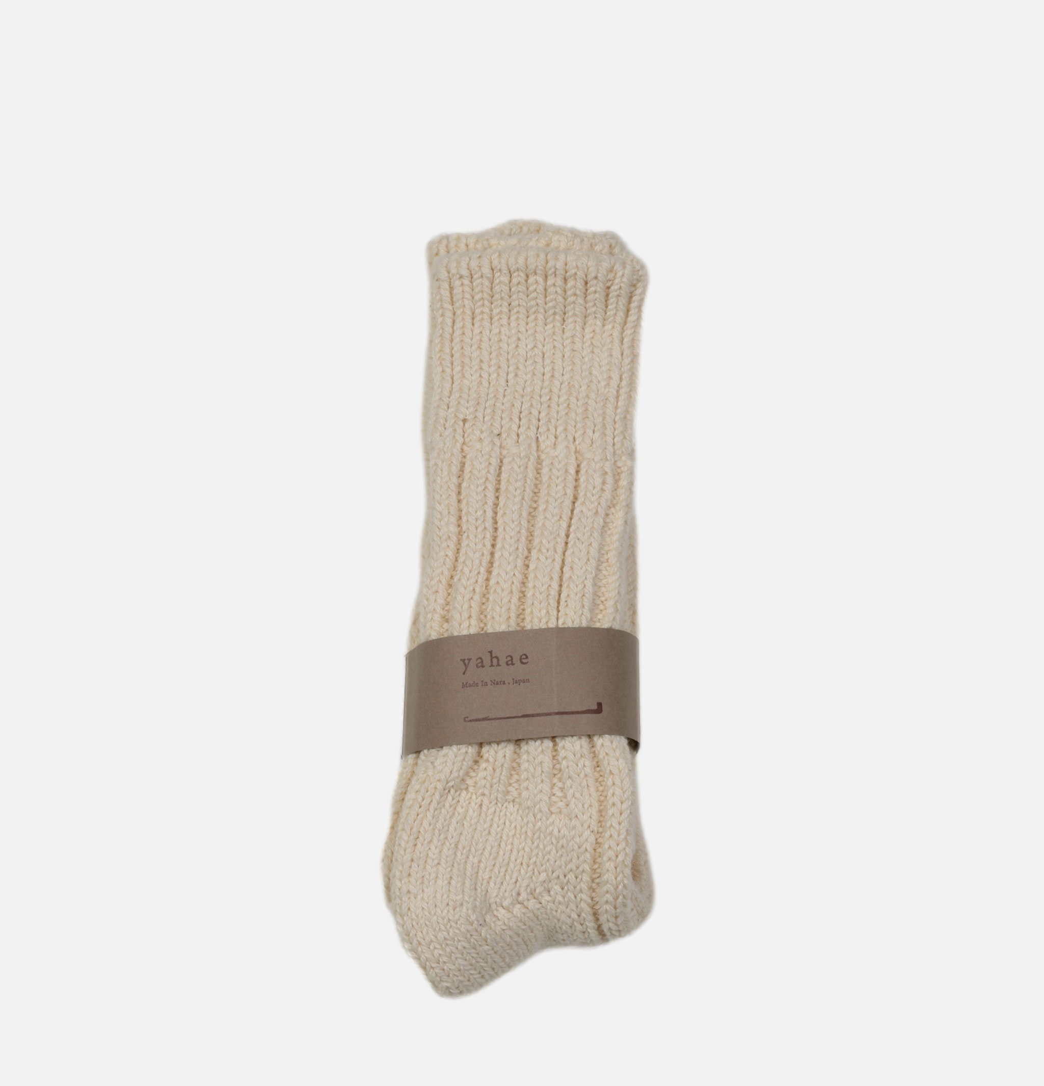 YAHAE JAPAN Bentley Row Gauge Natural Socks