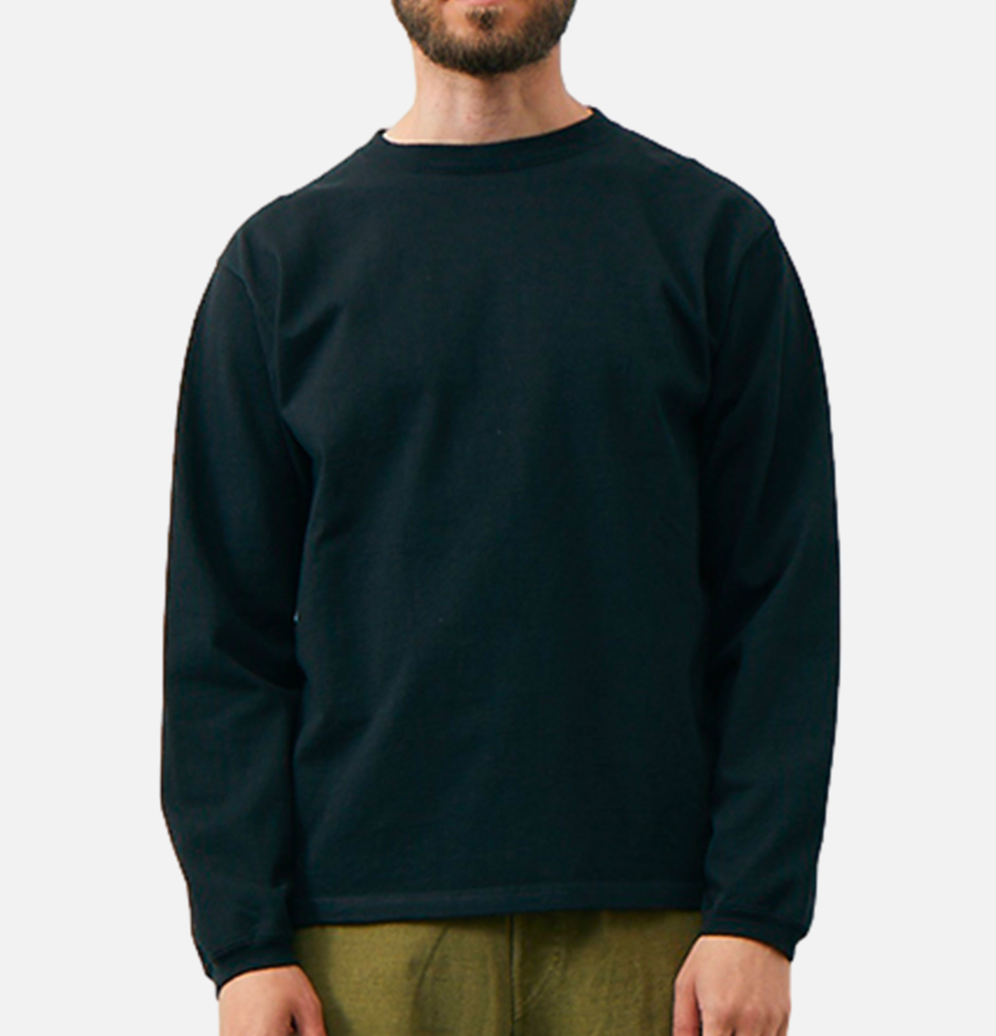 Good On Heavy Long Sleeve Crew Tee Black