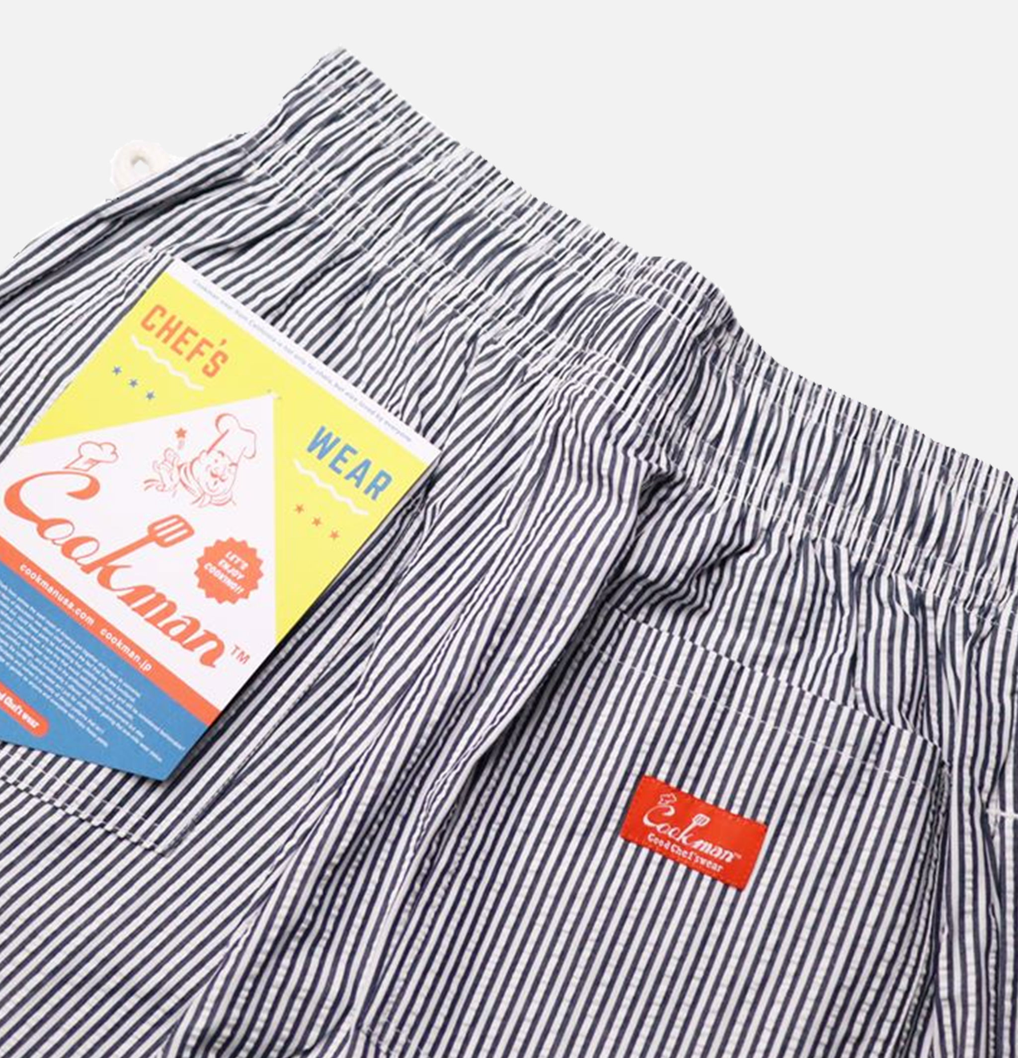 Cookman Chef Short Pants - Seersucker Stripe Navy