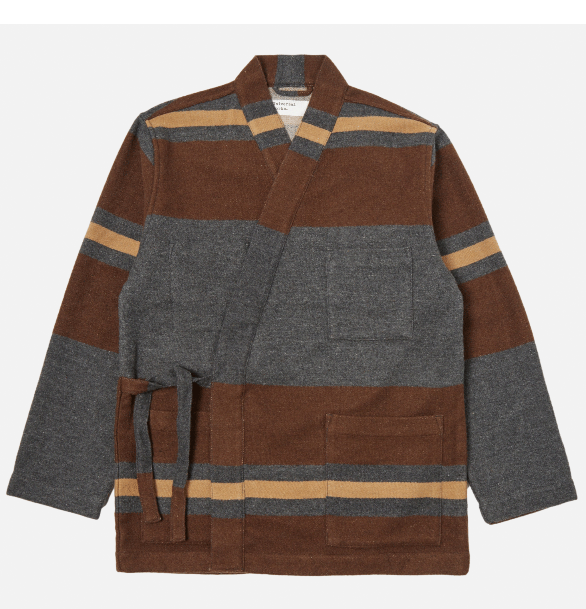 Universal Works Kyoto Charcoal striped wool work jacket
