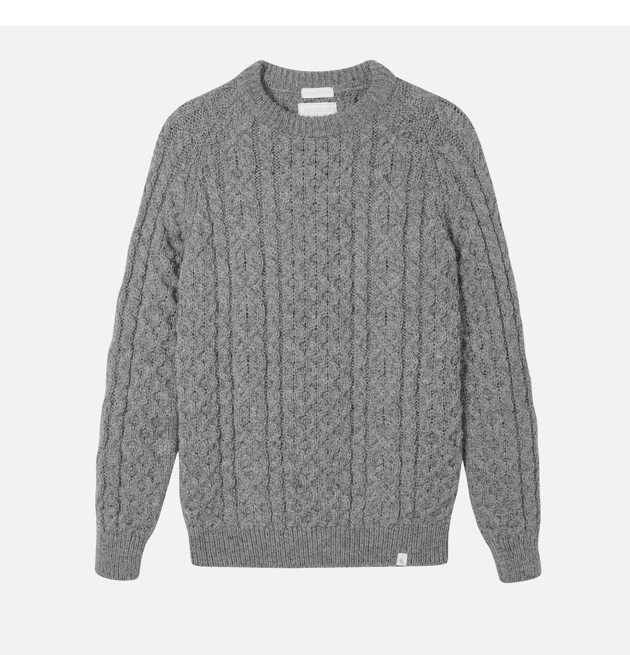 Pull Peregrine UK Hudson Aran Jumper Steel Gris.