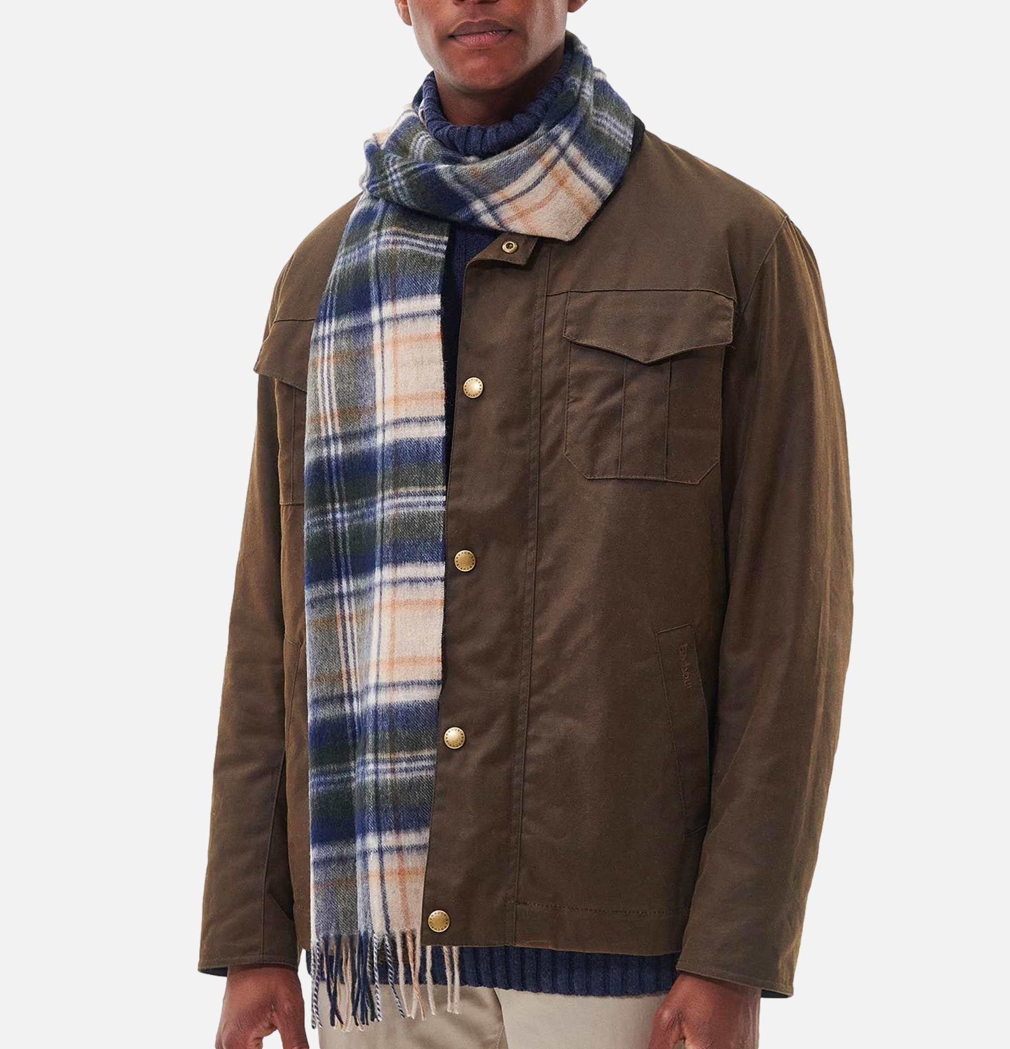 Echarpe Barbour New Check Tartan Scarf Sand Beige