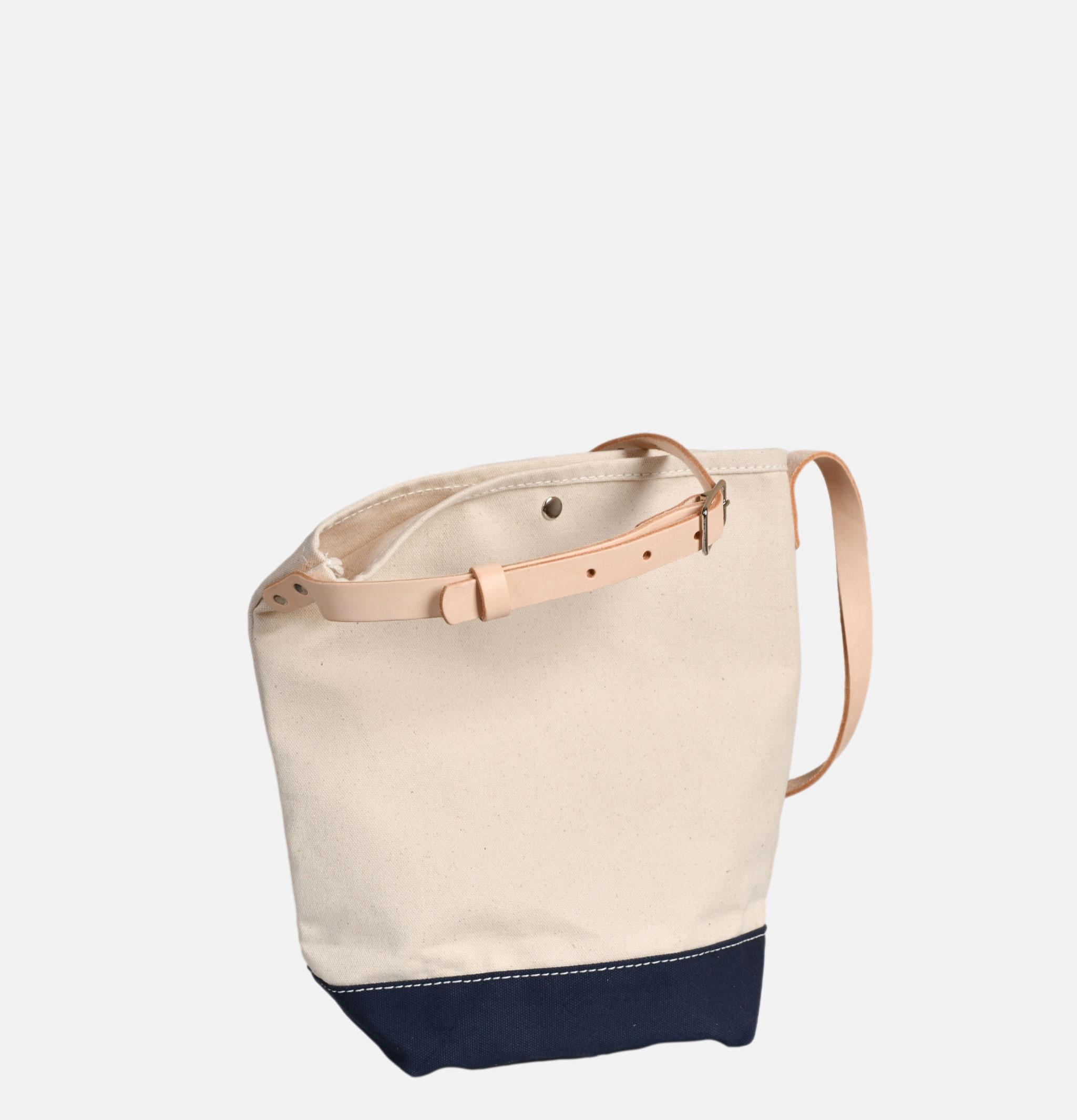 Heritage Leather Company Canvas Bucket Shoulder Bag Navy et Natural