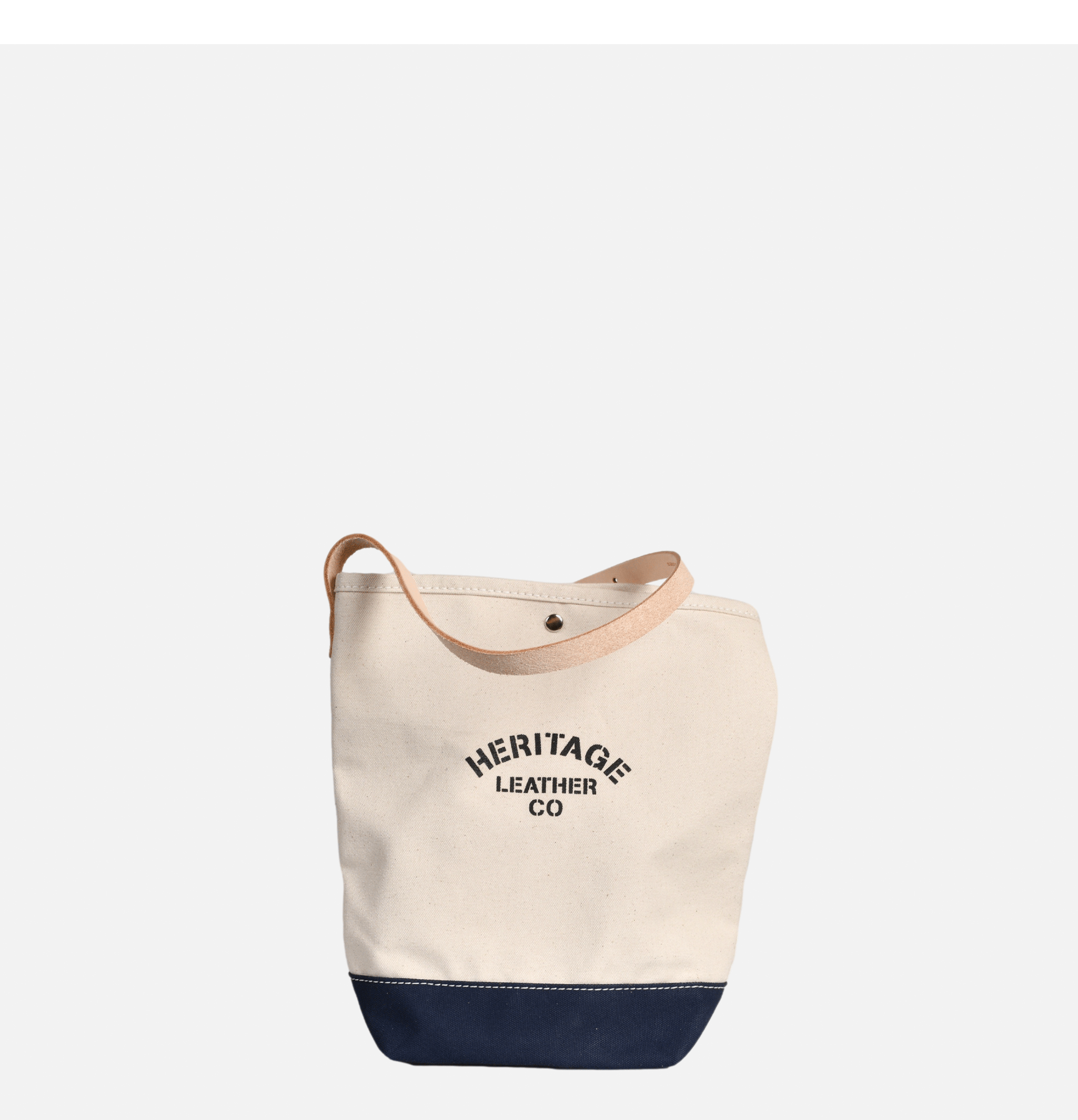 Heritage Leather Company Canvas Bucket Shoulder Bag Navy et Natural