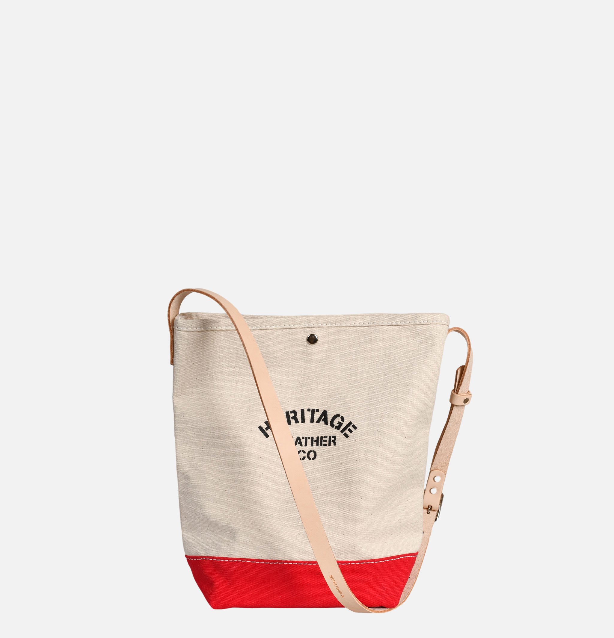 Heritage Leather Company Canvas Bucket Shoulder Bag Red et Natural