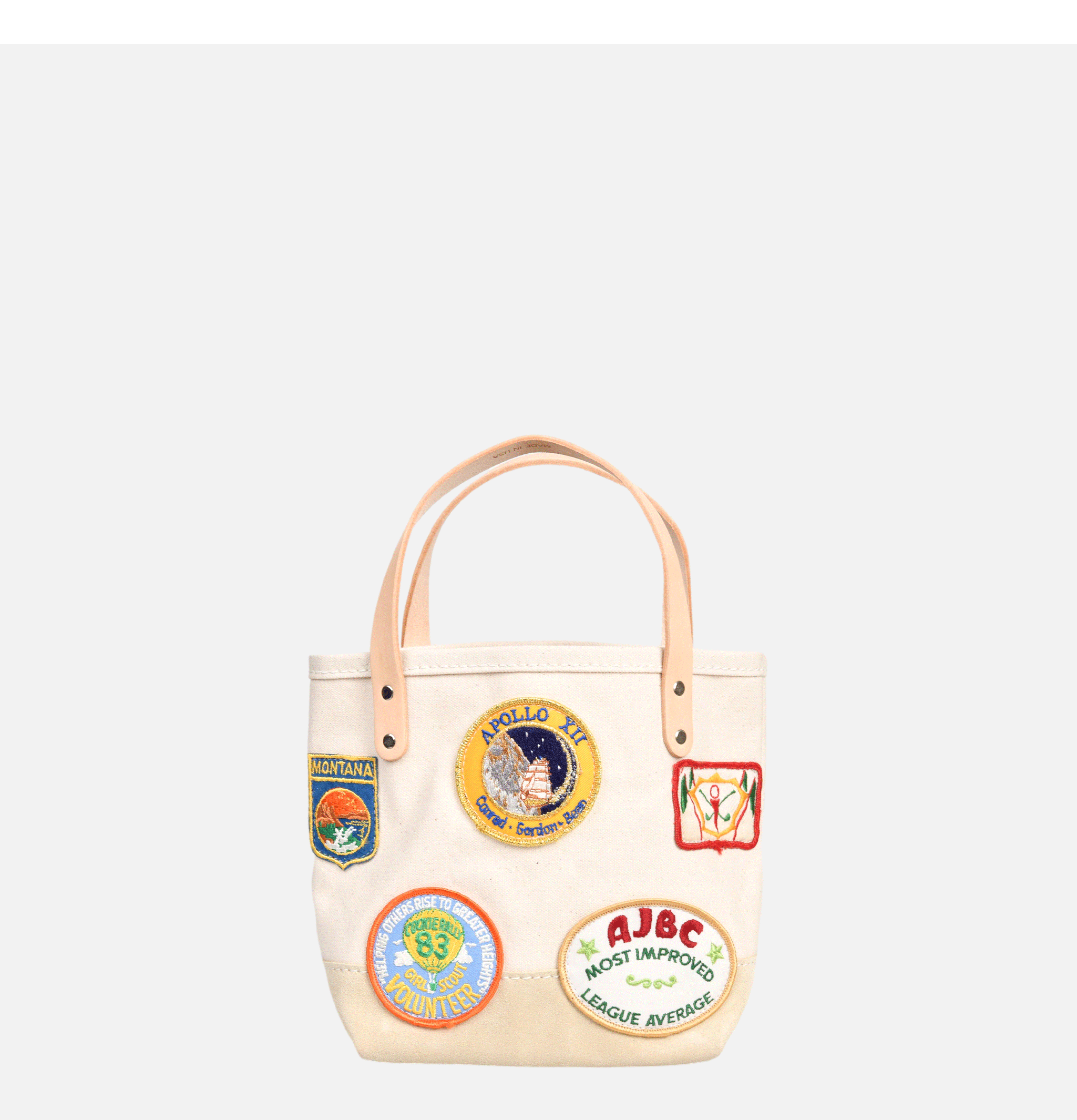 Heritage Leather Company Day Tote-Bag Mini With Vintage Patches