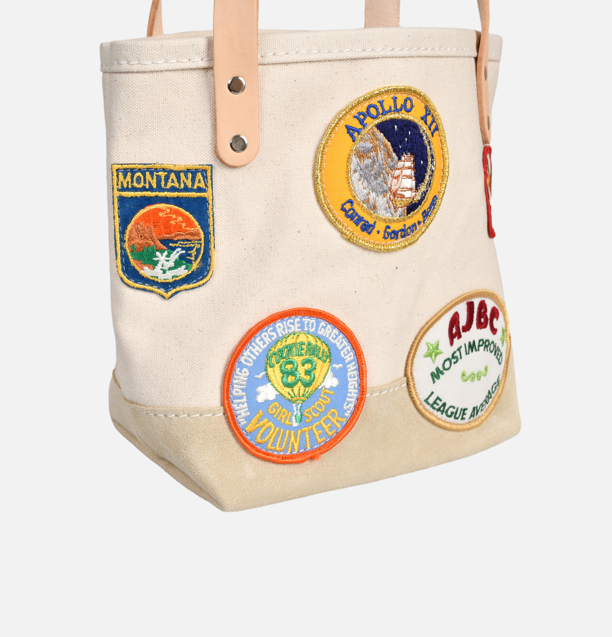 Heritage Leather Company Day Tote-Bag Mini With Vintage Patches