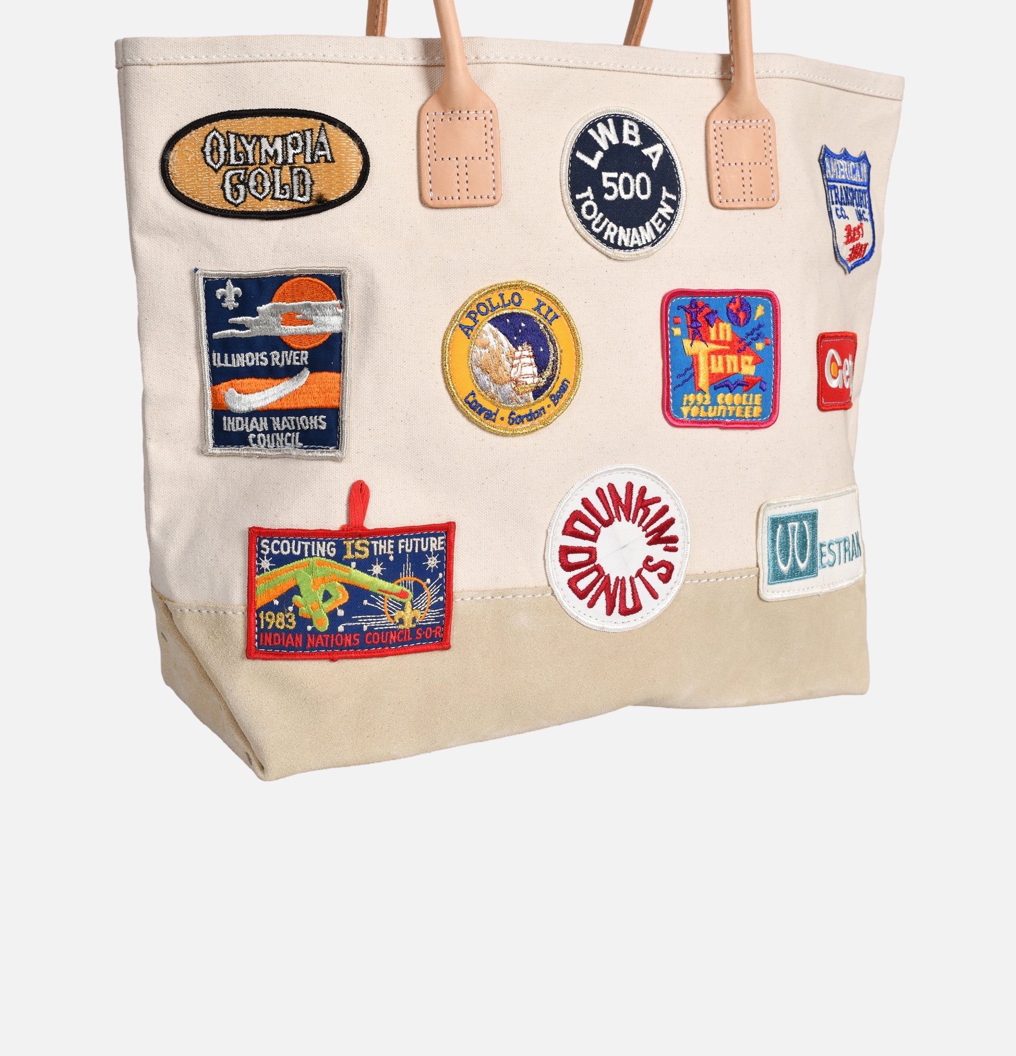 Heritage Leather Company Day Tote-Bag With Vintage Patches