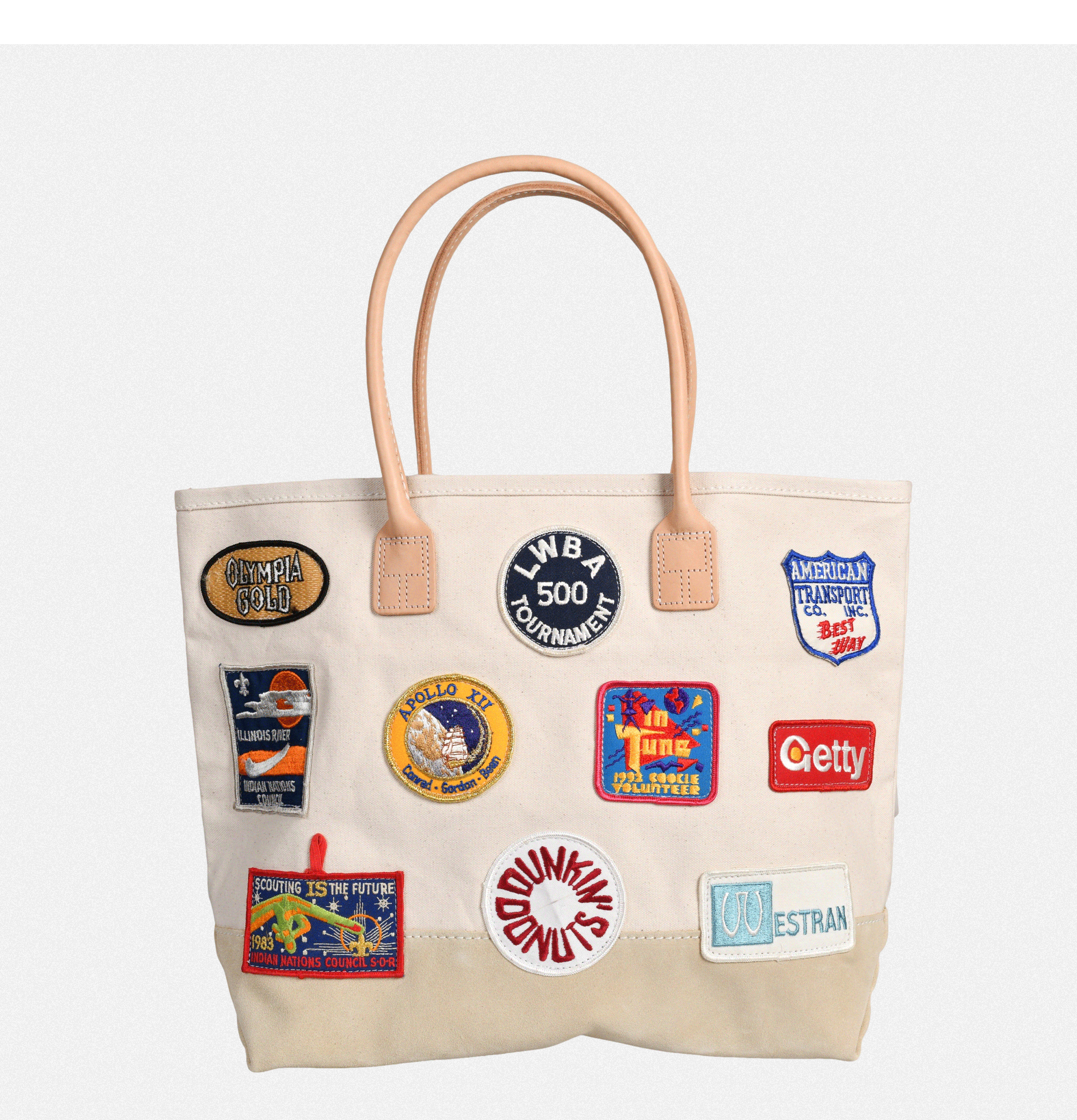 Heritage Leather Company Day Tote-Bag With Vintage Patches