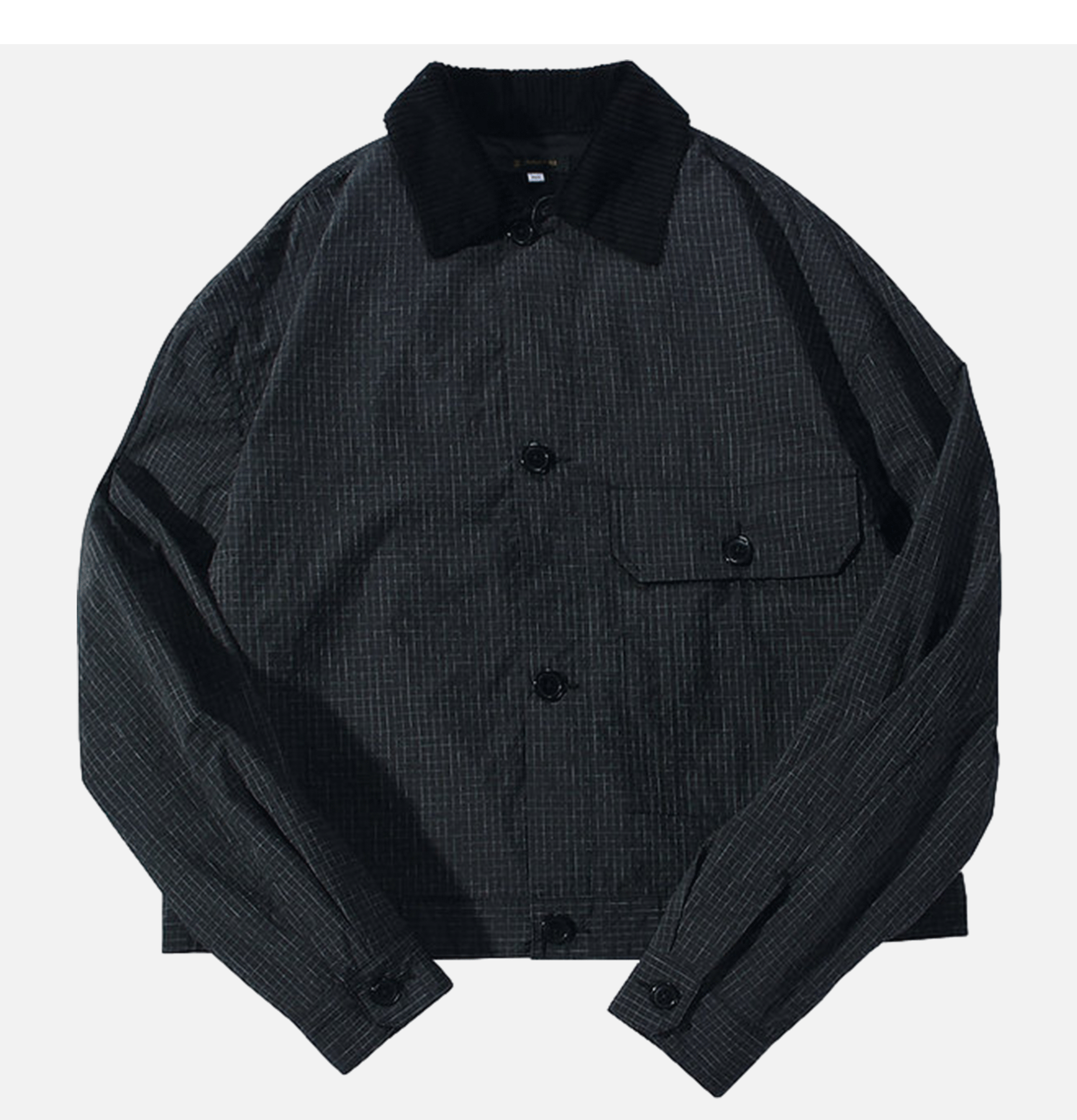 Cropped Work Jacket Check Black Standard Types