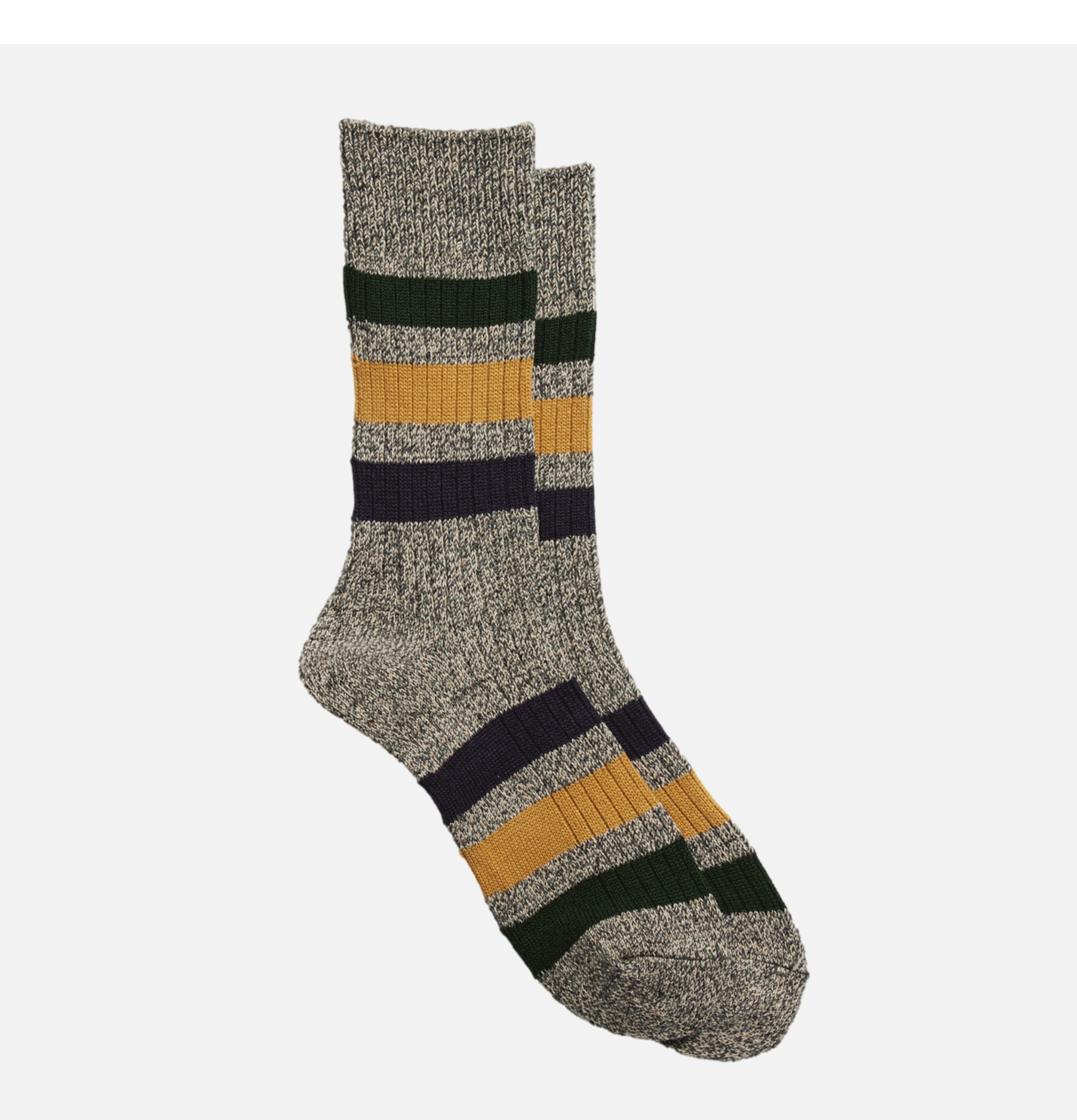 Rototo Park Stripe Crew Socks Dark Grey (Updated Version)