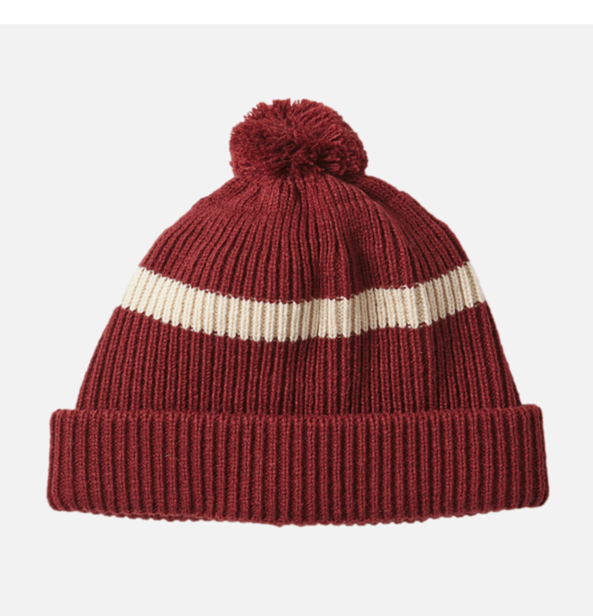 Rototo Bonnet Stripe Pompom Rouge