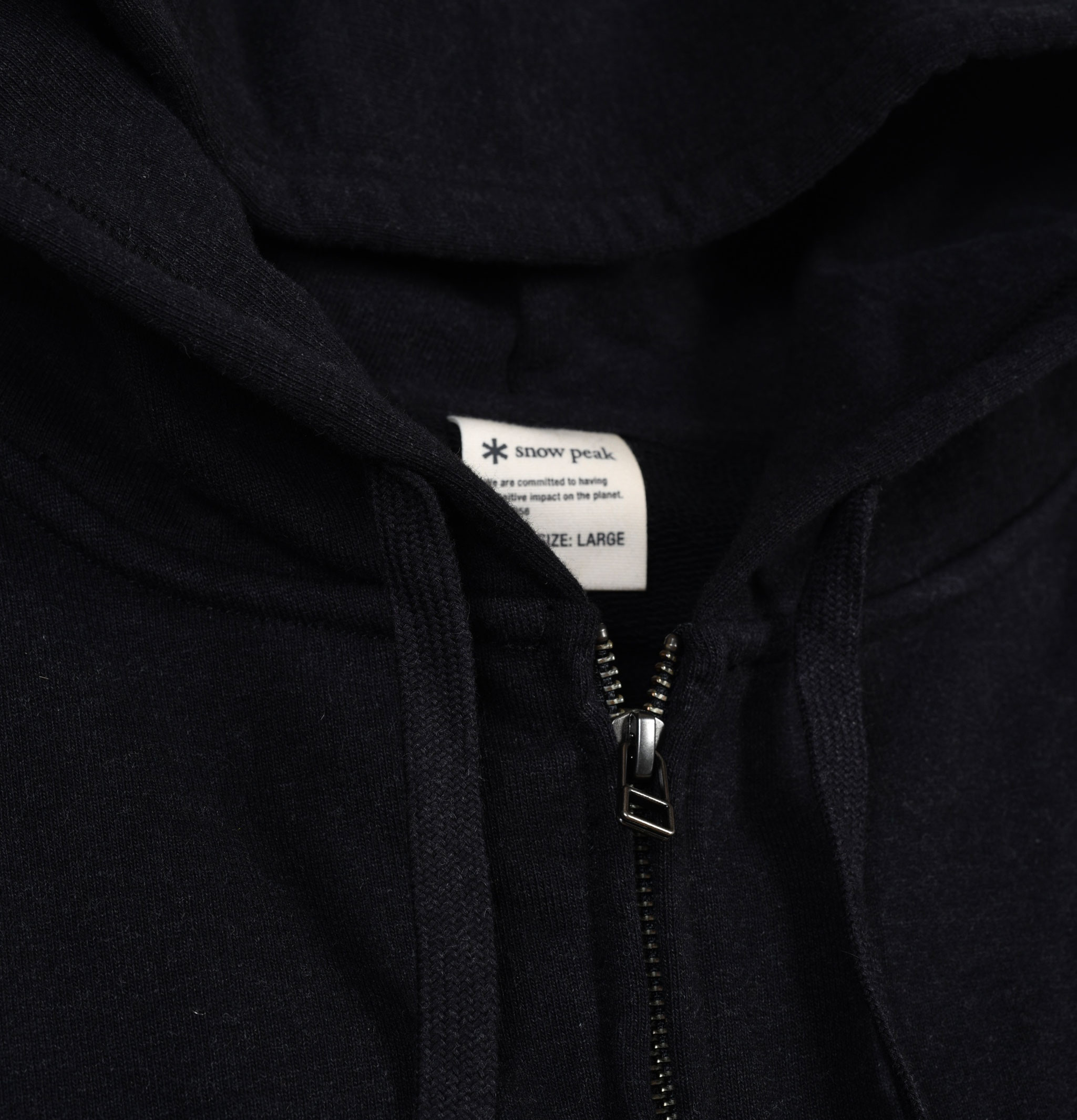 Snow Peak Recycled Cotton Zipup Hoodie Black