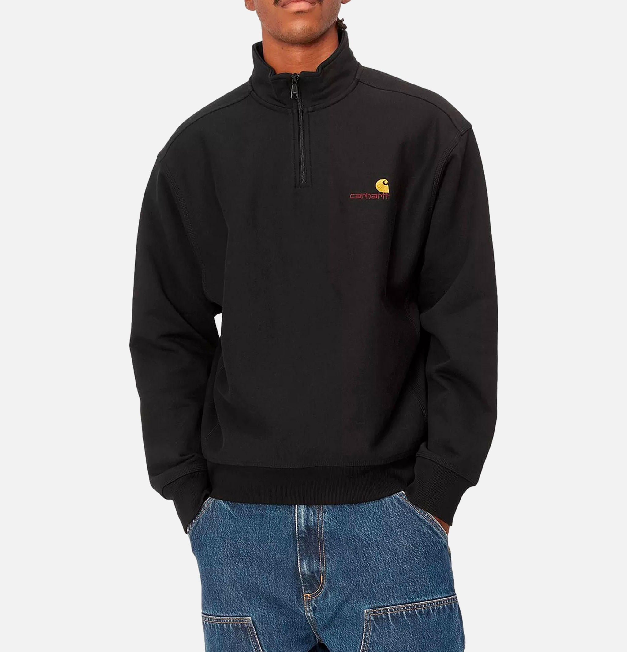 Carhartt WIP American Scrip Half Zip Noir