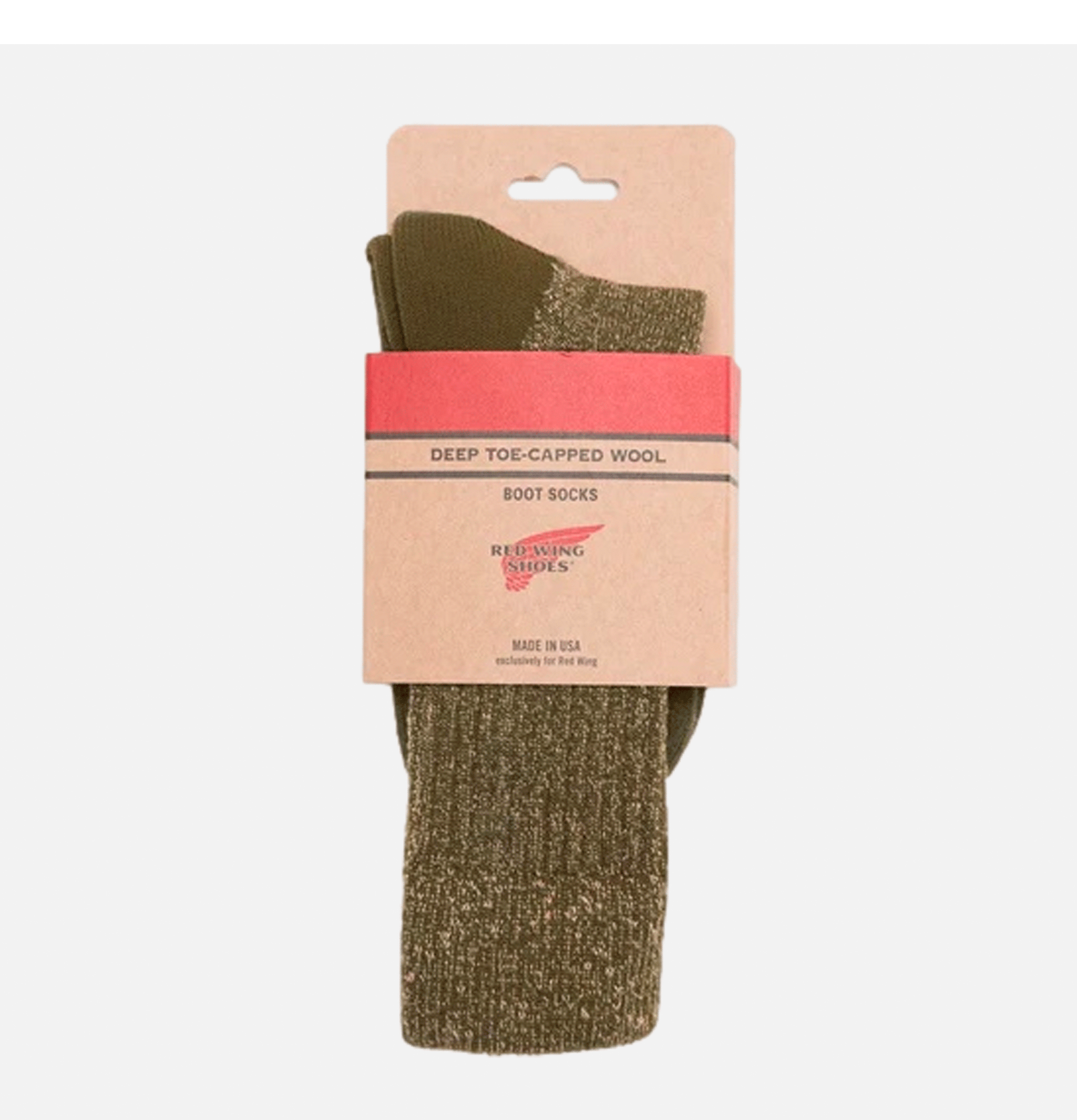 Deep Toe Capped Wool Socks Olive