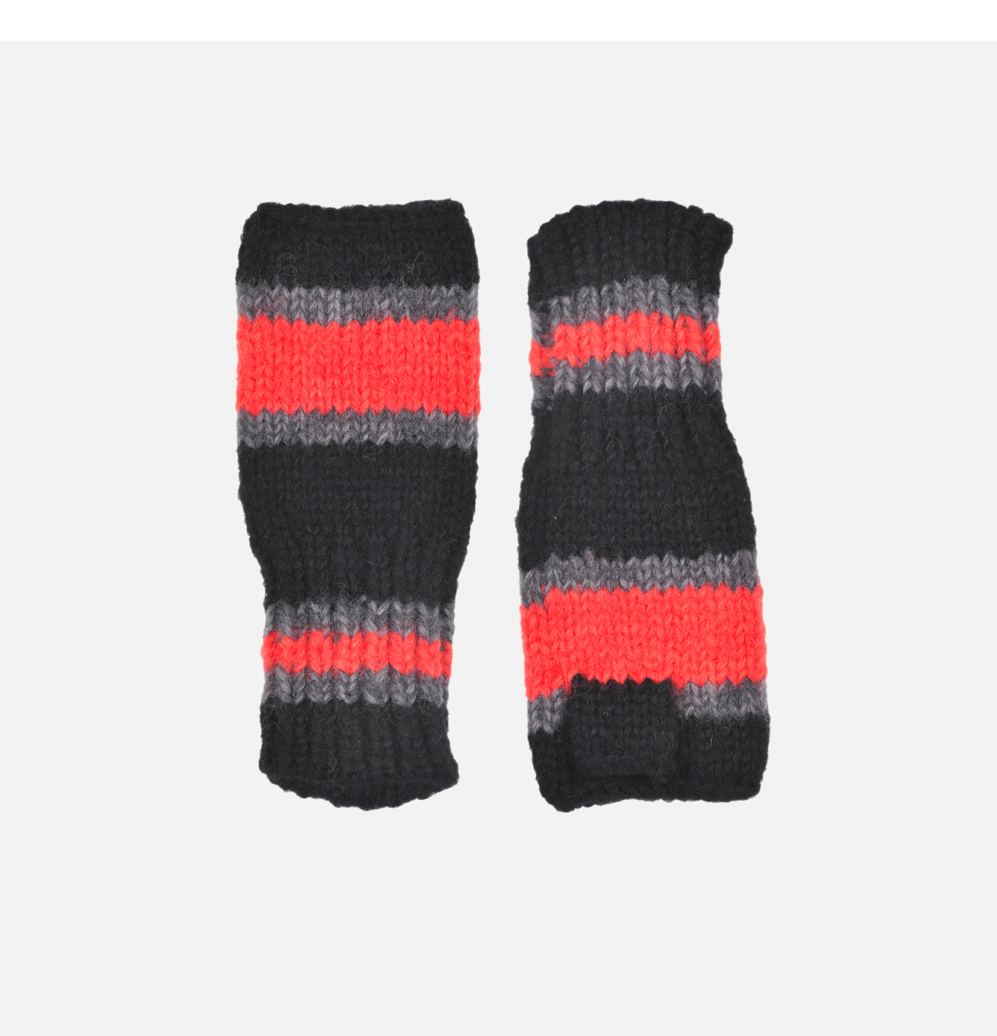 Hand Knit Line Glove Black