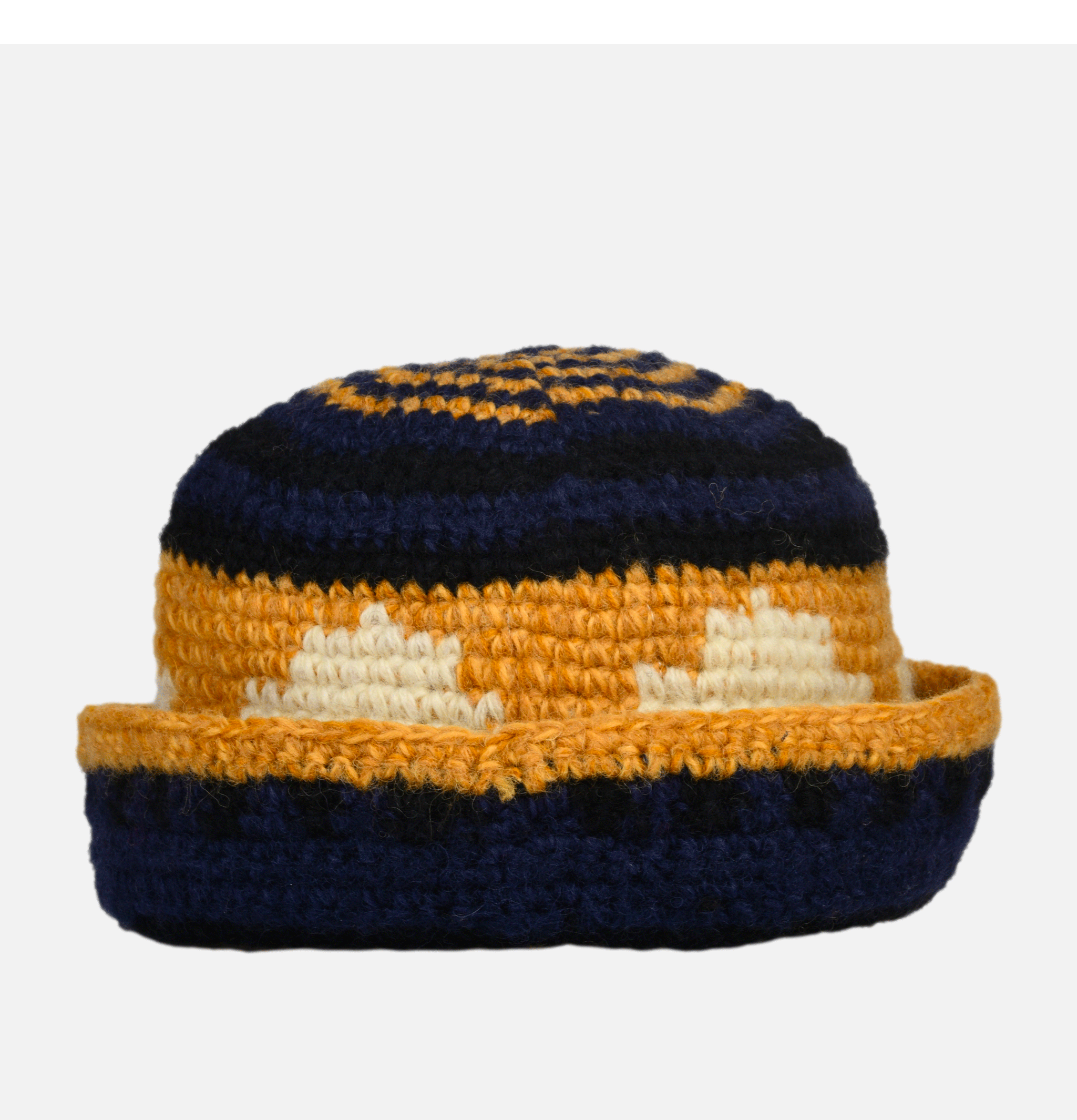 Fine Hand Knit Hat Navy