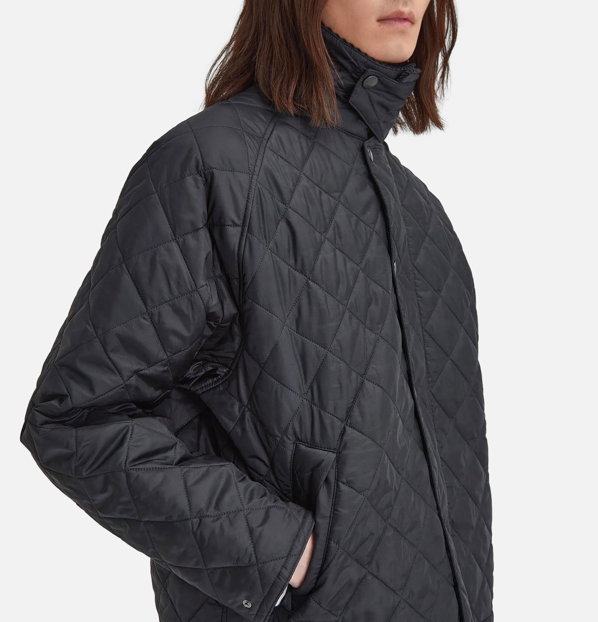 Barbour Oversize Transport Quilted Jacket Black