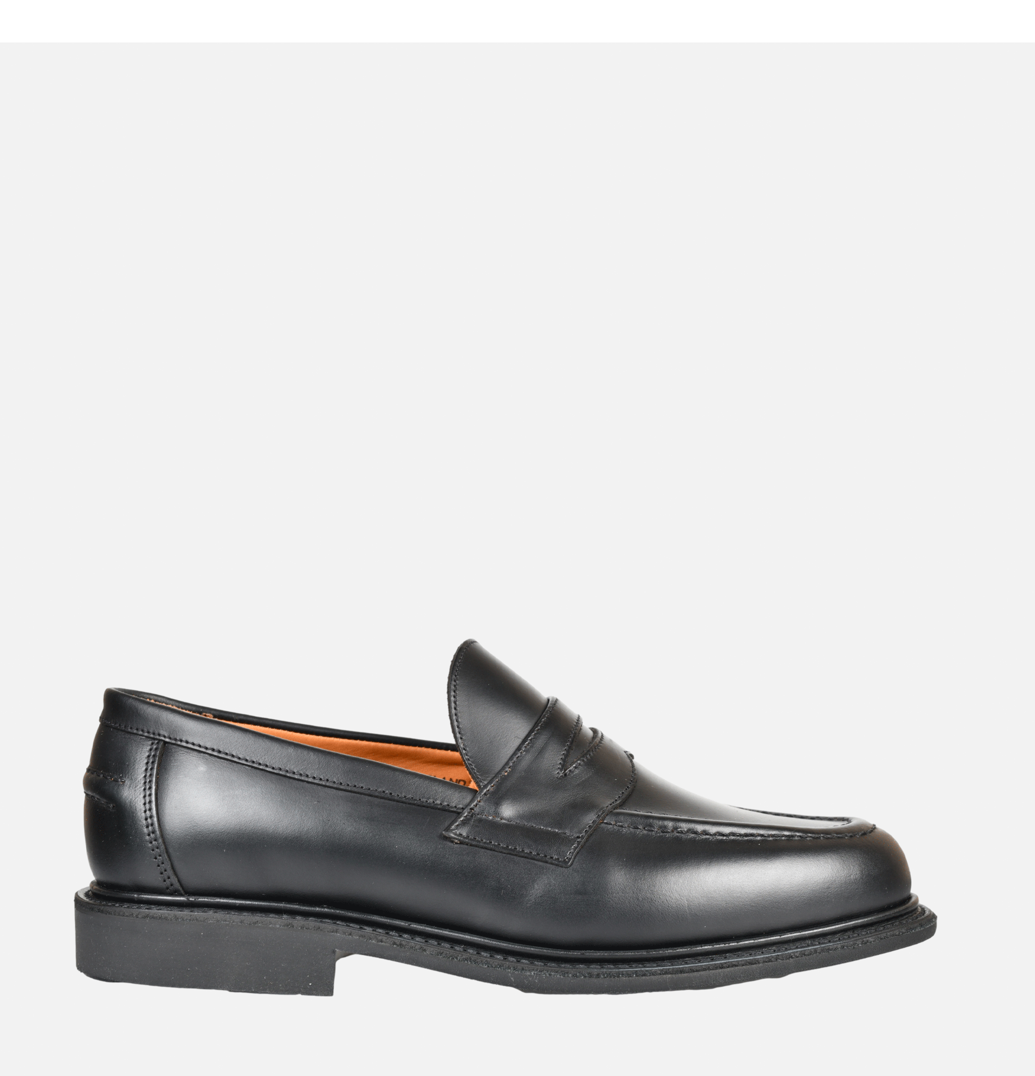 Sanders Black Leather Pull Up Penny Loafers