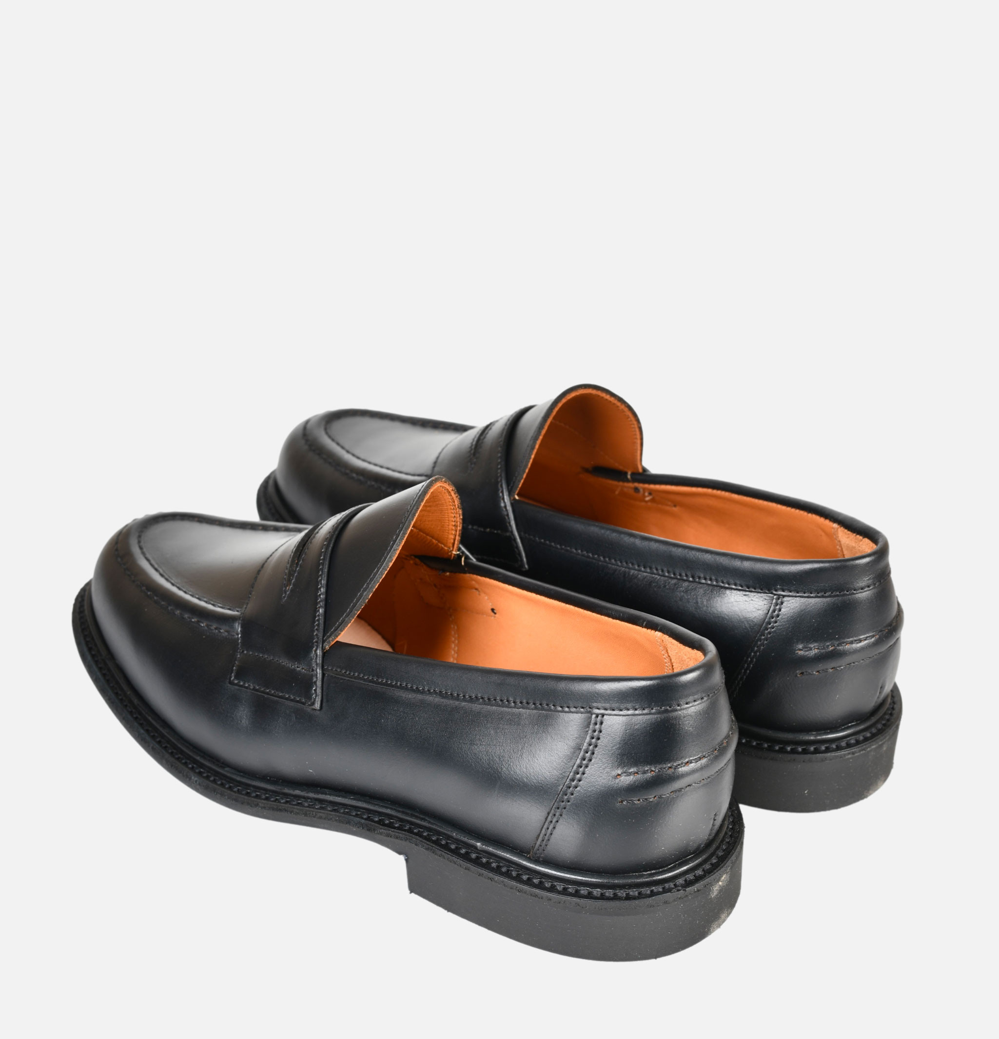 Sanders Black Leather Pull Up Penny Loafers