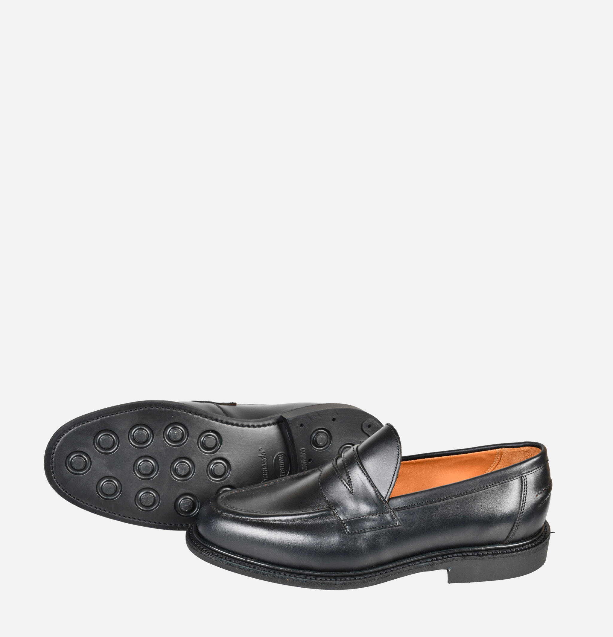 Sanders Black Leather Pull Up Penny Loafers