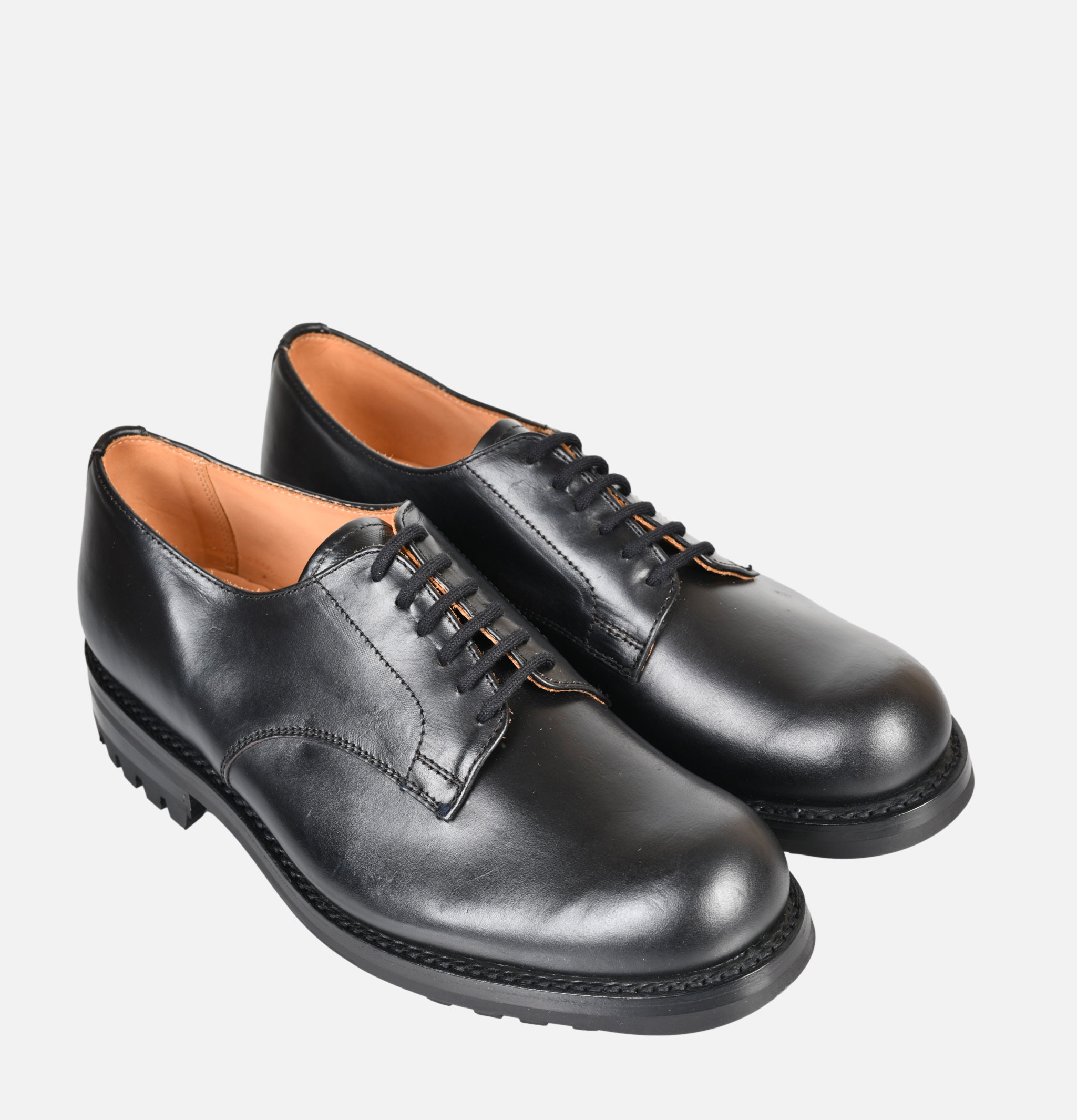 Trickers Officer Derbies Black Horween Cxl