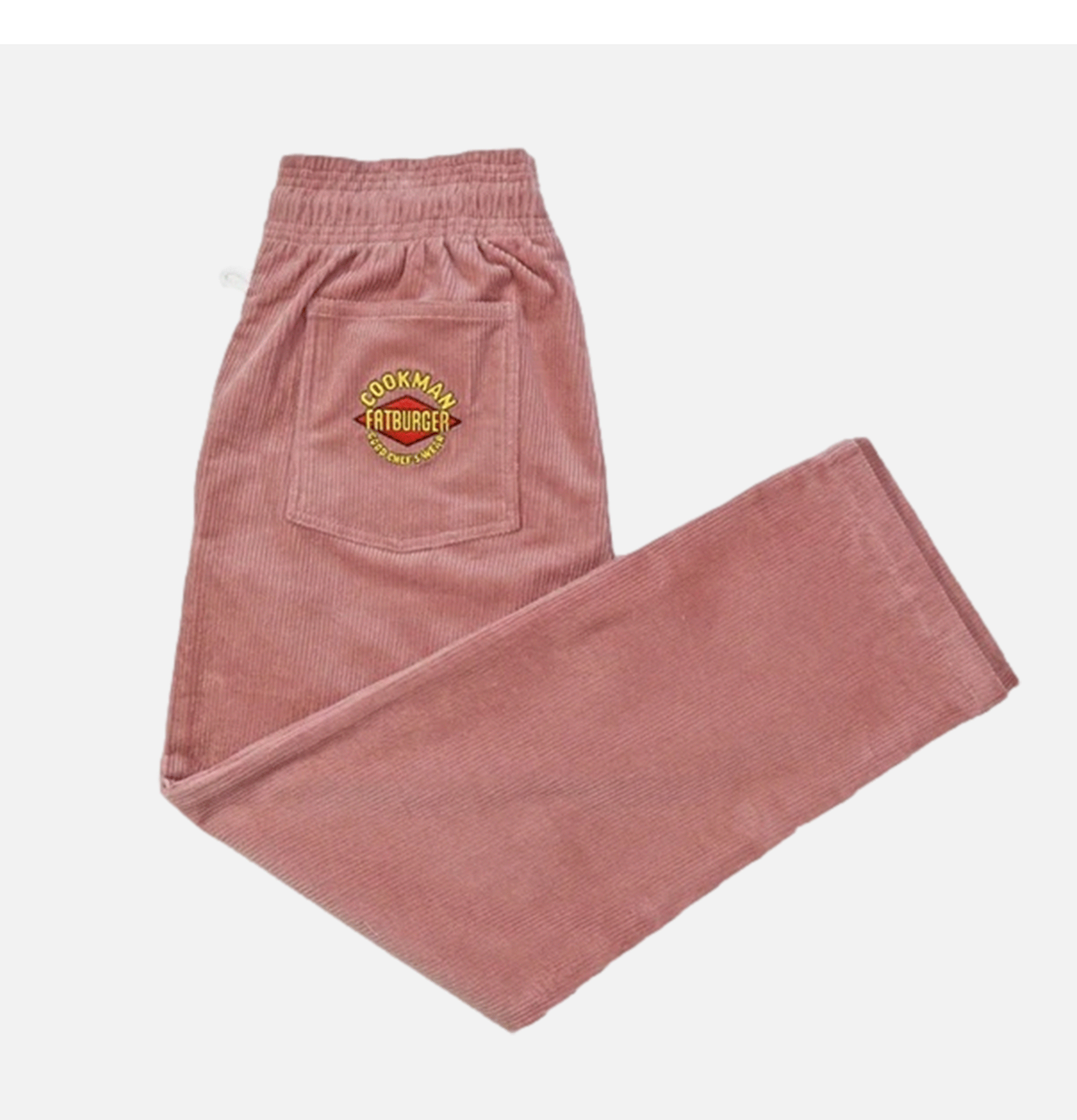 Fatburger x Cookman Collaboration Chef Pants - Semiwide Corduroy FAT Pink