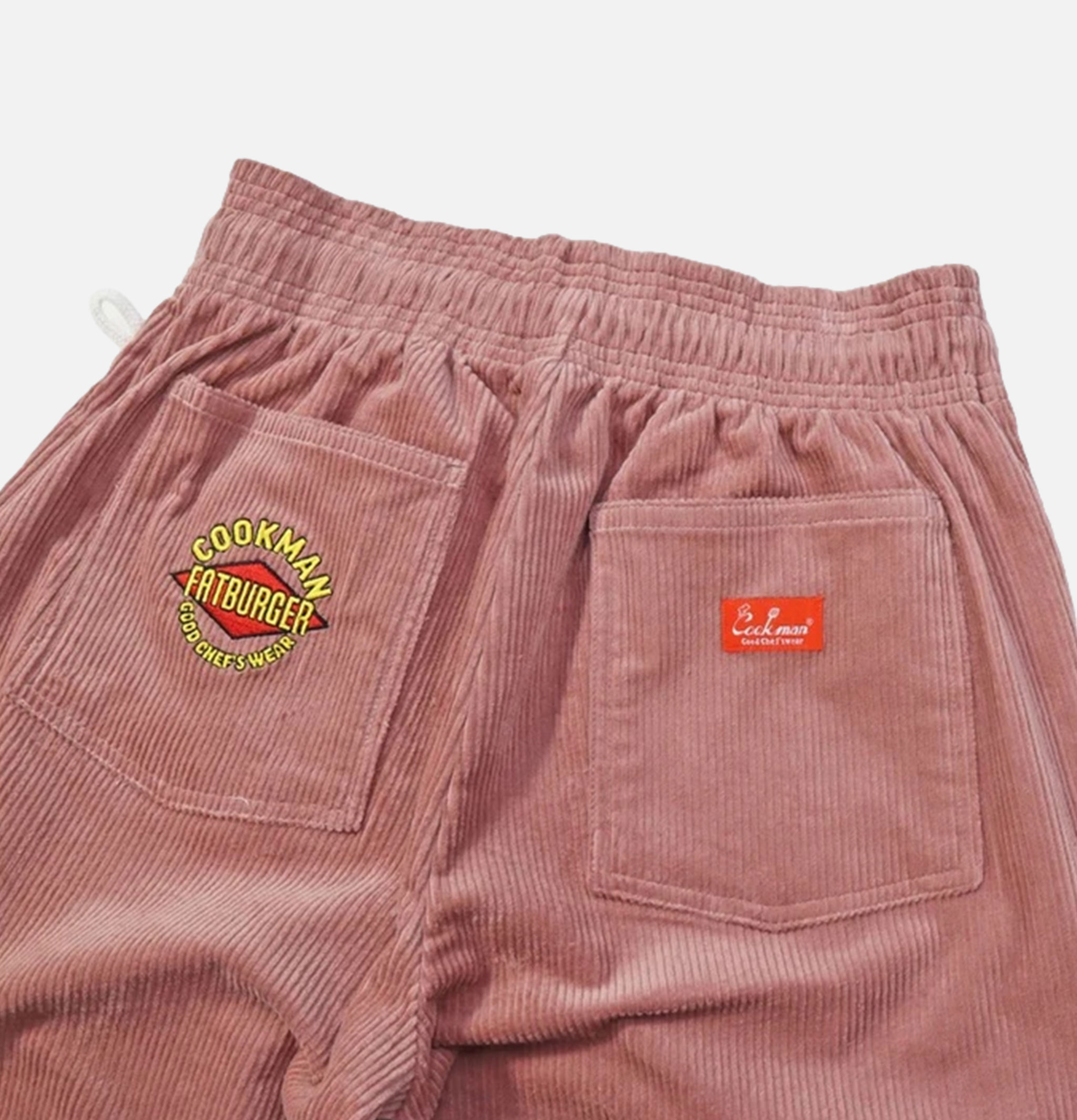 Fatburger x Cookman Collaboration Chef Pants - Semiwide Corduroy FAT Pink