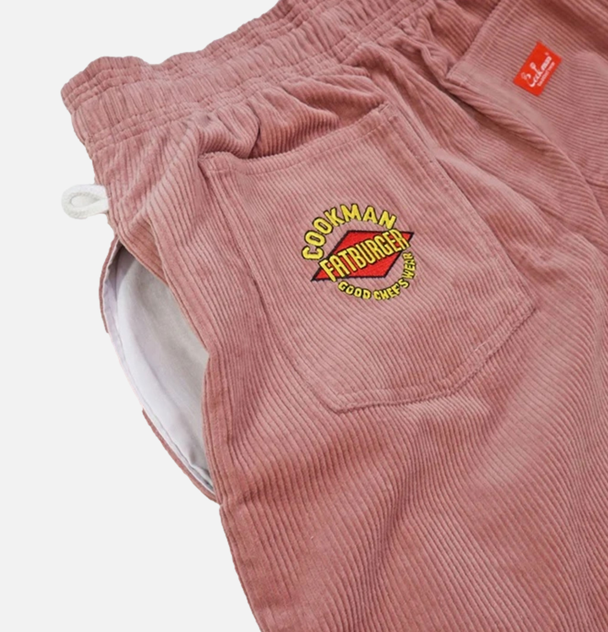 Fatburger x Cookman Collaboration Chef Pants - Semiwide Corduroy FAT Pink