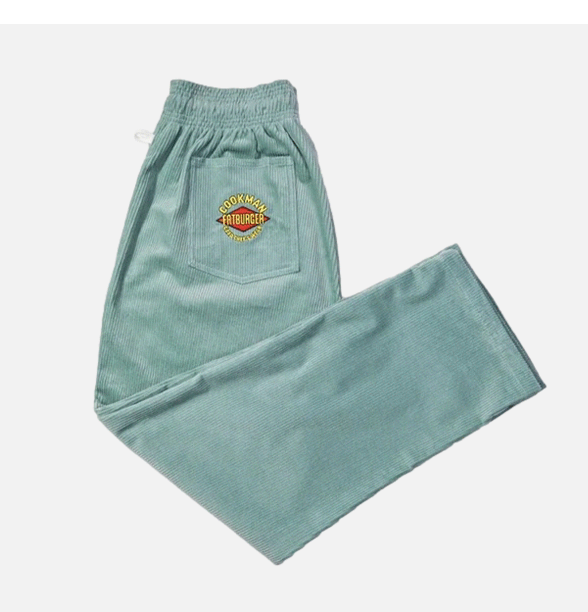 Fatburger x Cookman Collaboration Chef Pants - Semi-large Corduroy FAT Blue