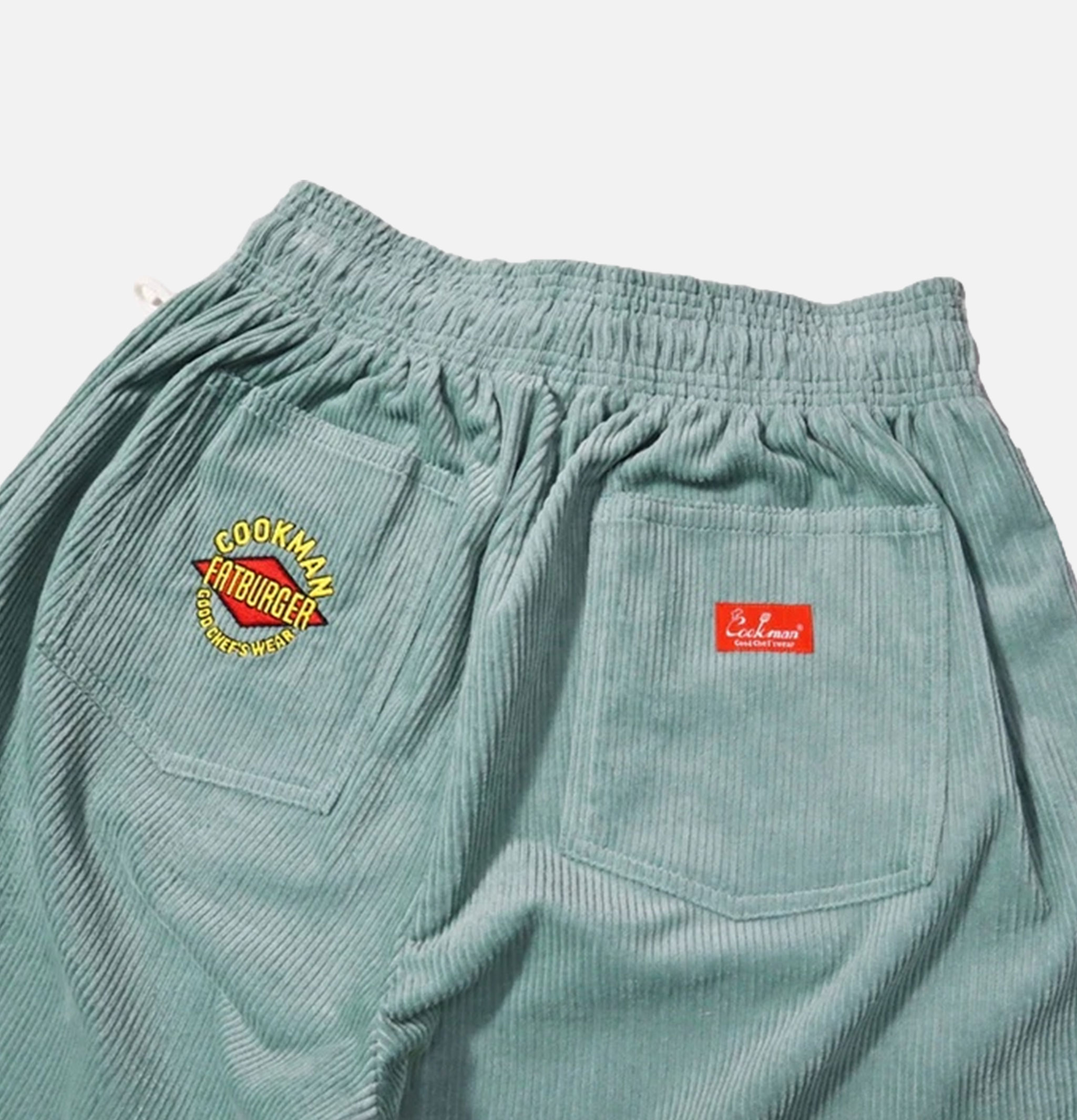 Fatburger x Cookman Collaboration Chef Pants - Semi-large Corduroy FAT Blue