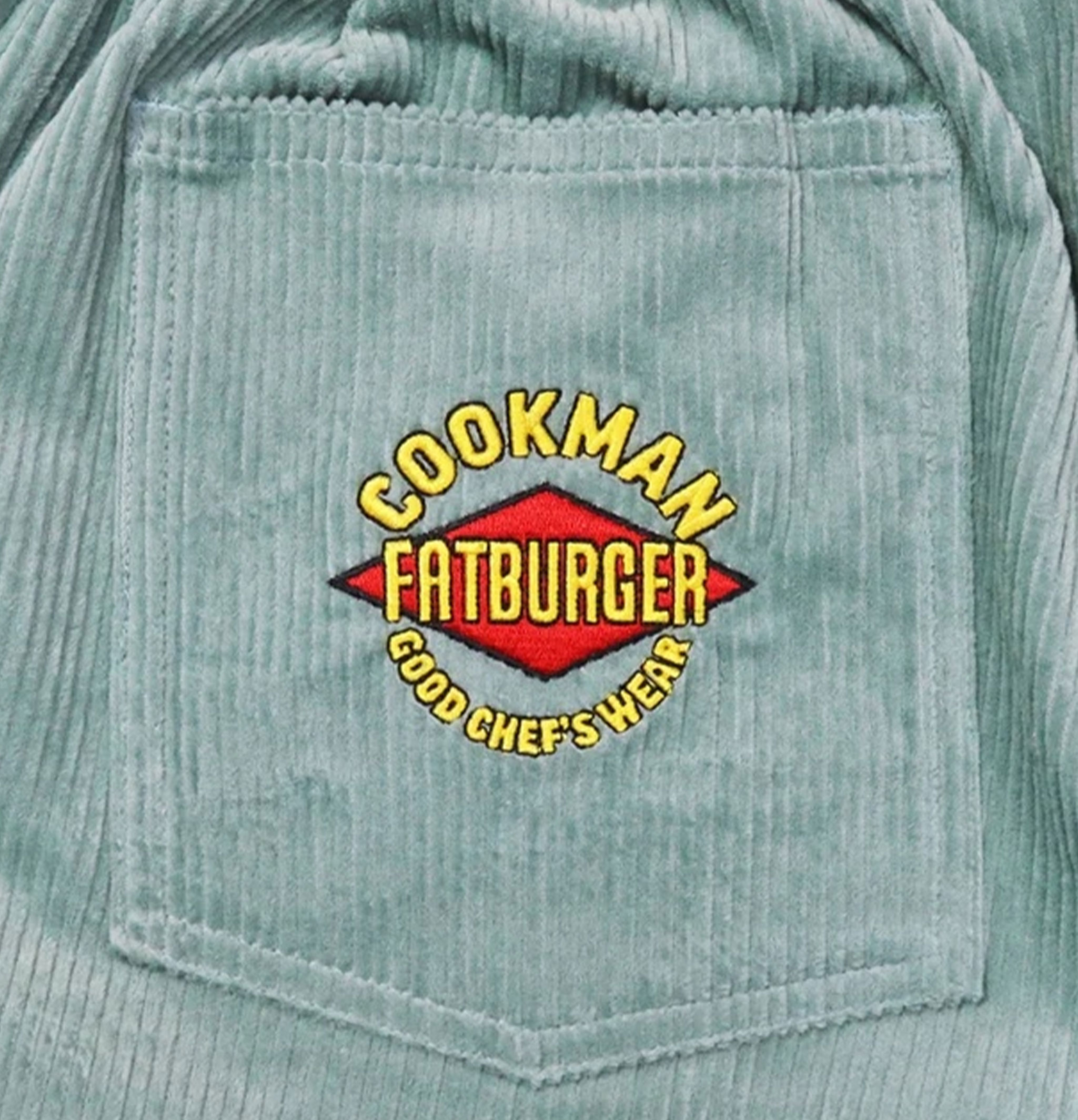 Fatburger x Cookman Collaboration Chef Pants - Semi-large Corduroy FAT Blue