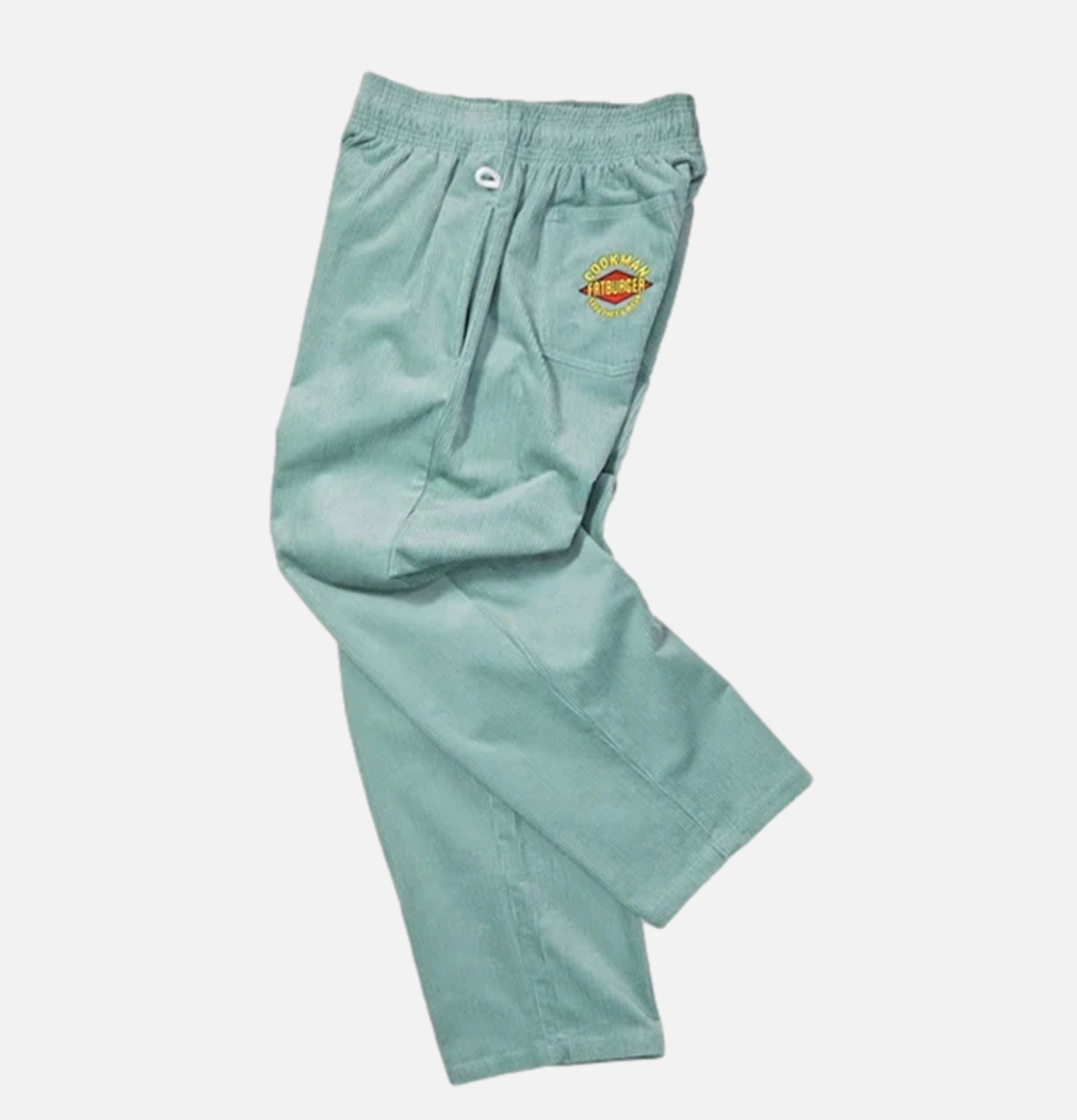 Fatburger x Cookman Collaboration Chef Pants - Semi-large Corduroy FAT Blue