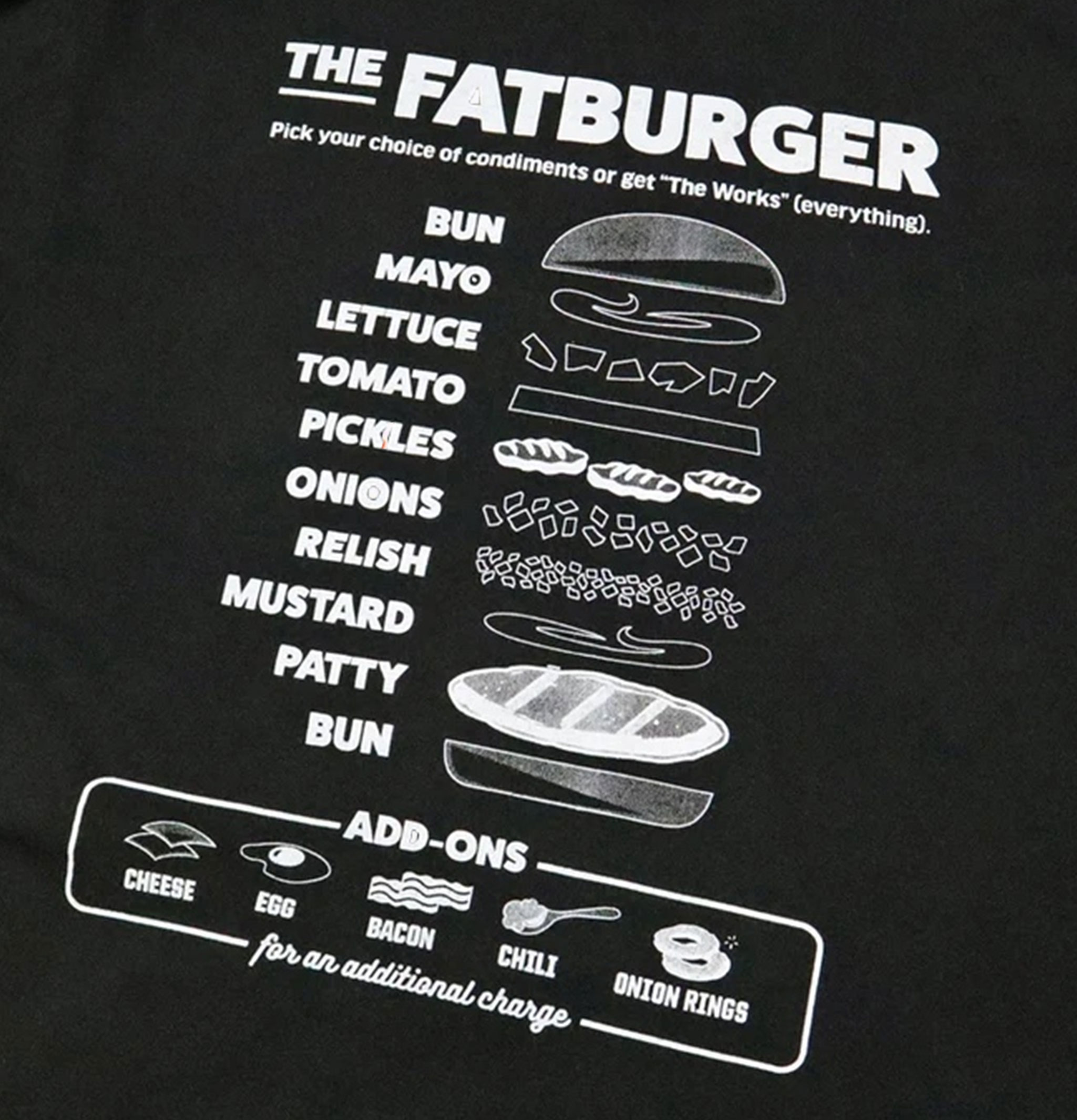 Fatburger x Cookman Collaboration T-Shirt - FAT Topping Menu Noir