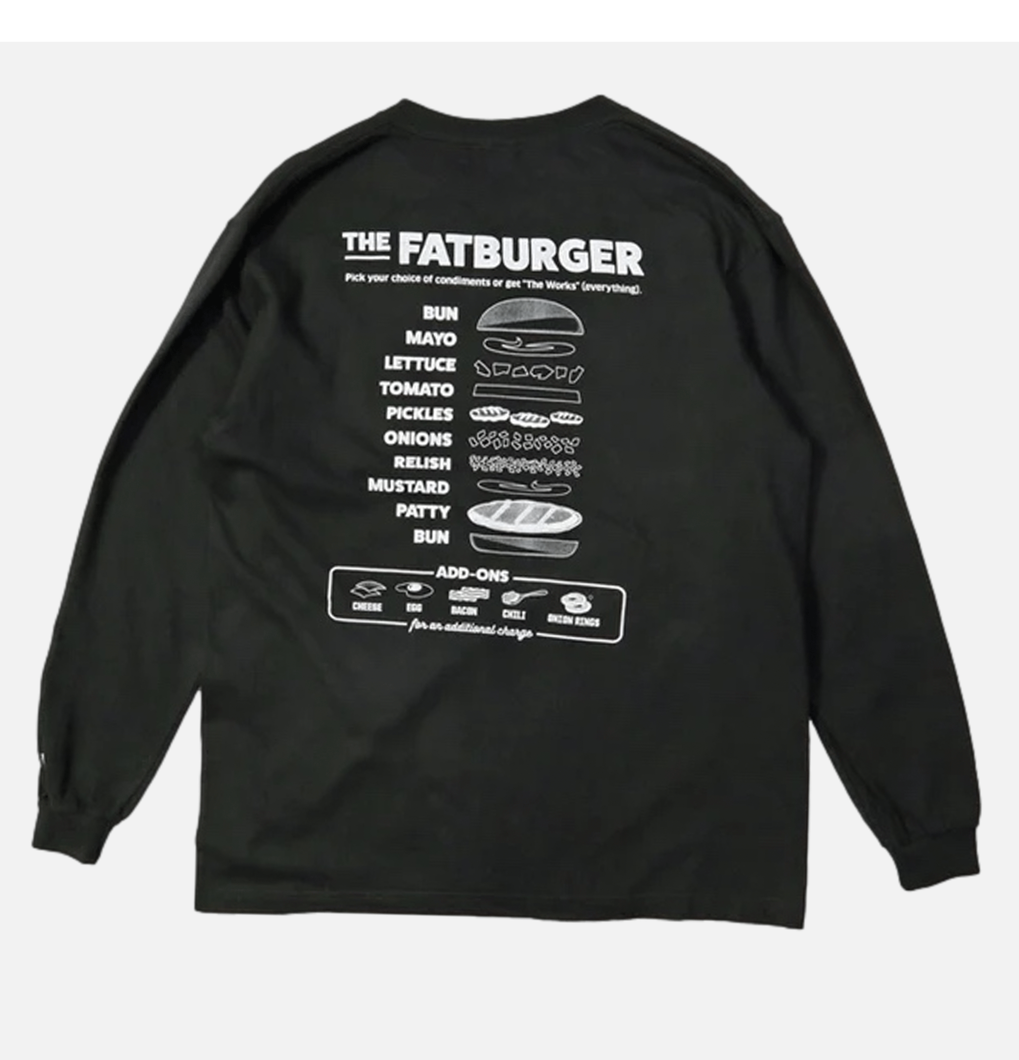 Fatburger x Cookman Collaboration T-Shirt - FAT Topping Menu Noir