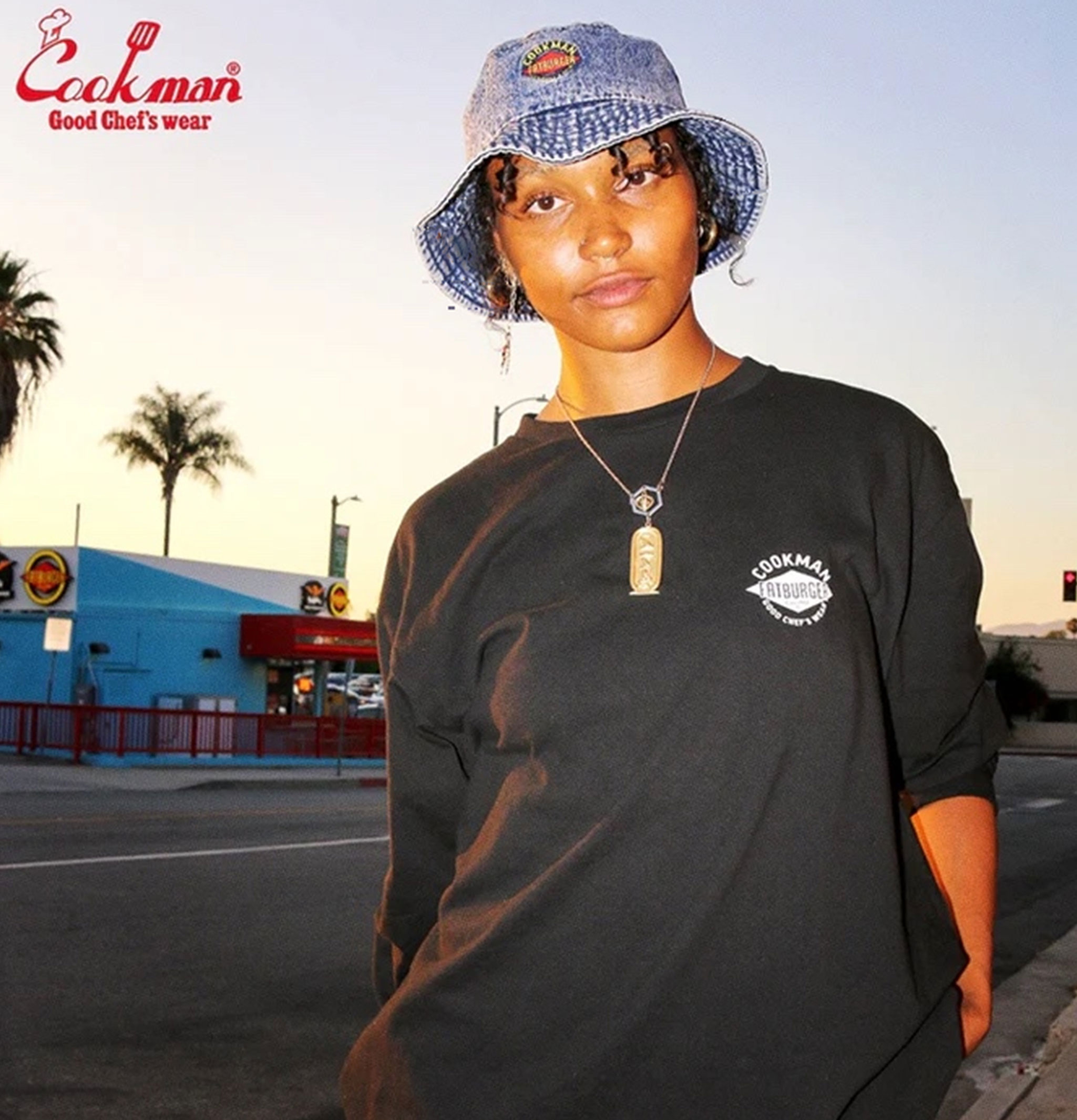 Fatburger x Cookman Collaboration T-Shirt - FAT Topping Menu Noir