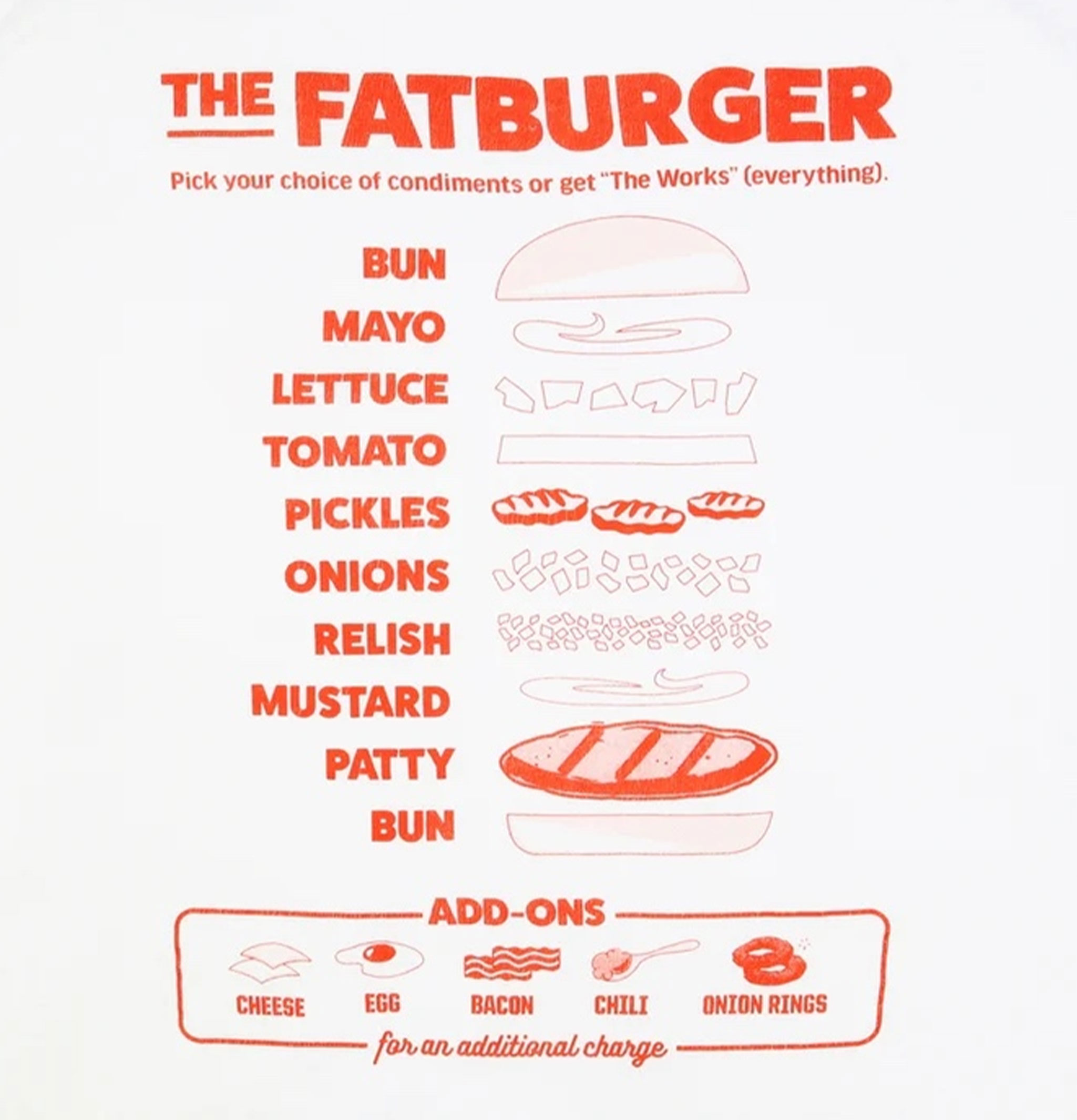 Fatburger x Cookman Collaboration T-Shirt - FAT Topping Menu Blanc