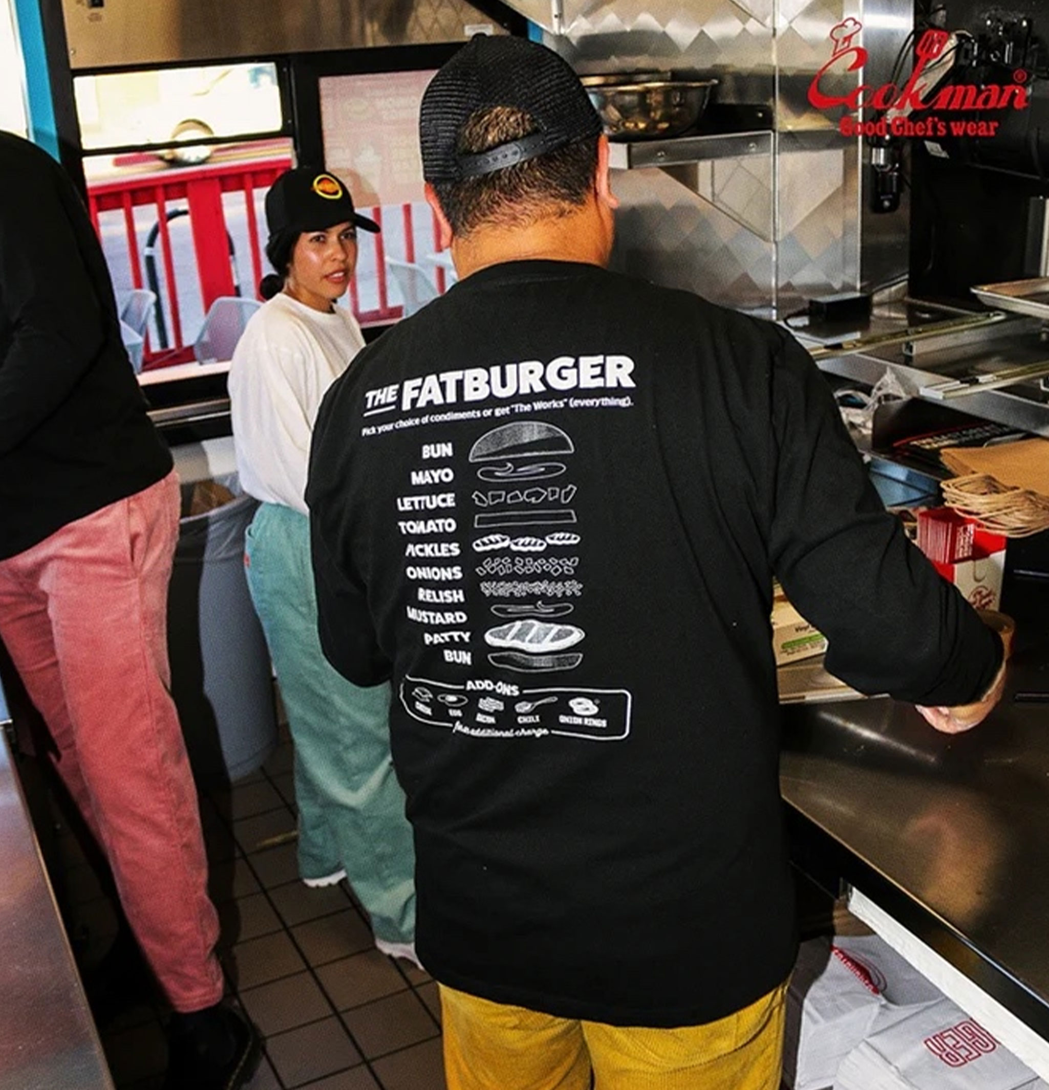 Fatburger x Cookman Collaboration T-Shirt - FAT Topping Menu Noir