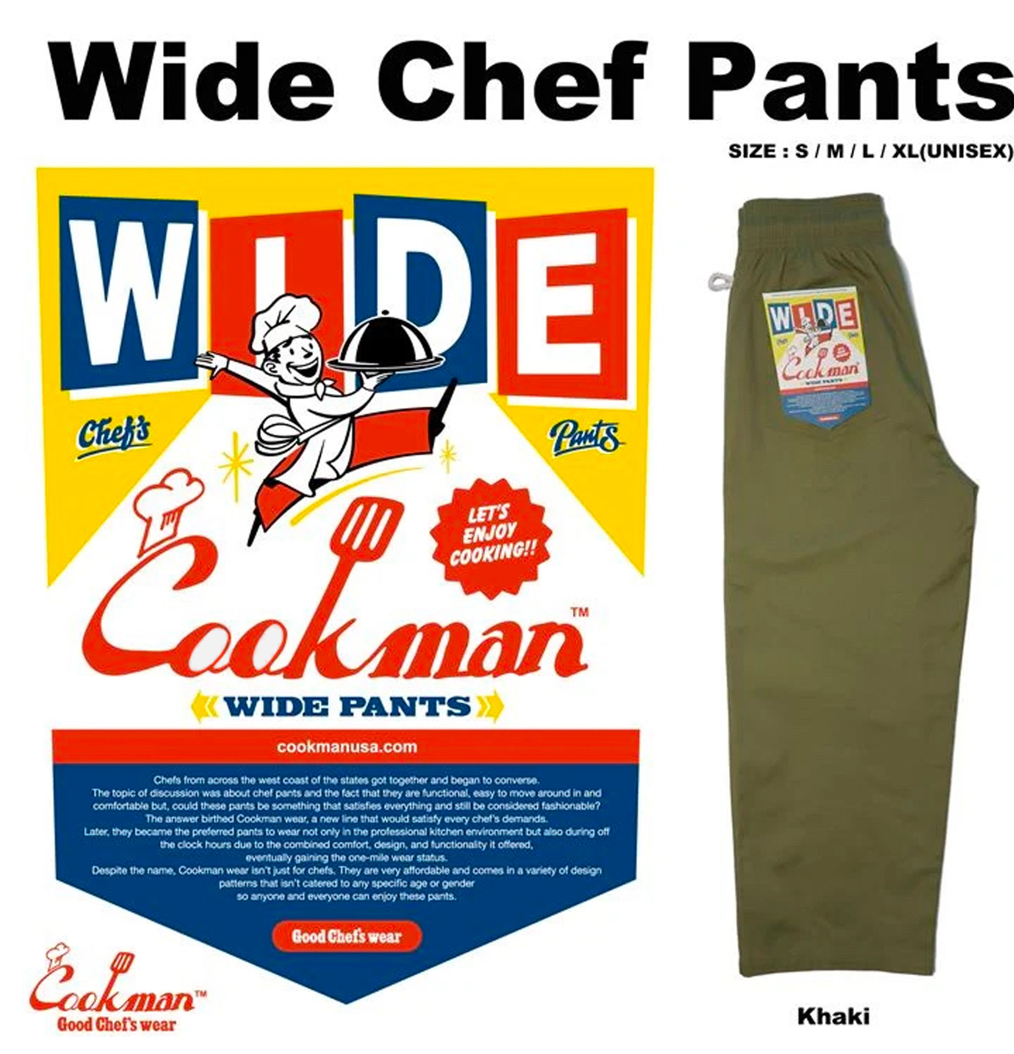 Cookman USA Wide Chef Pant Olive