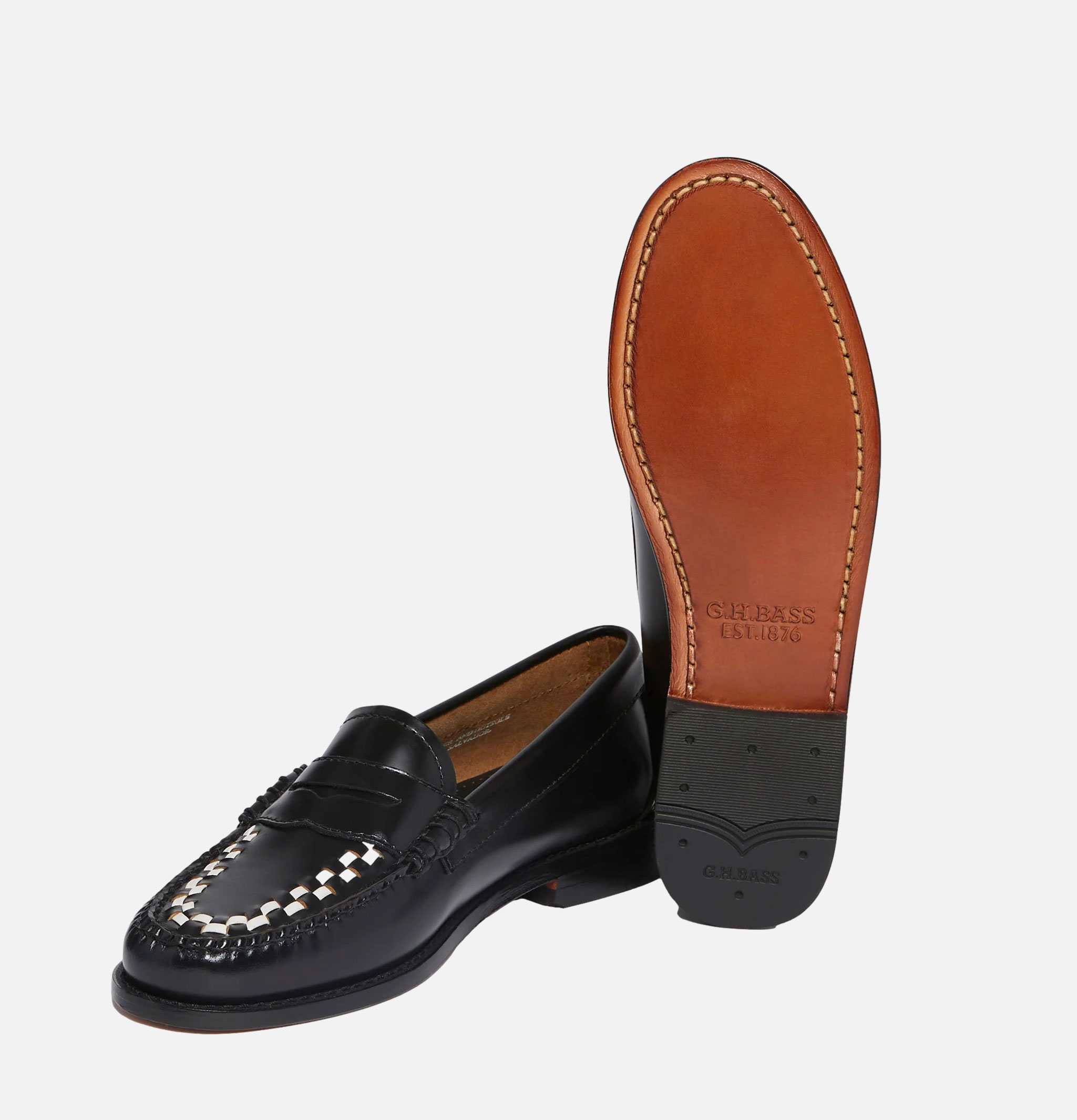 G.H. Bass Weejuns Larson Penny Loafers Black & White