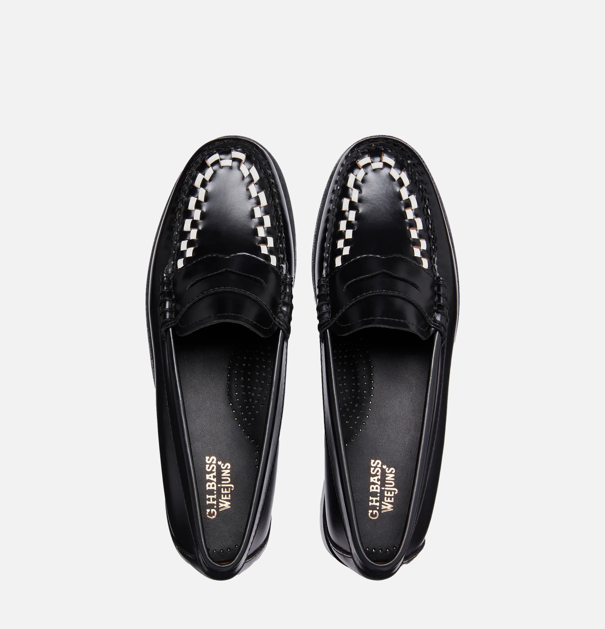 G.H. Bass Weejuns Larson Penny Loafers Noir et Blanc